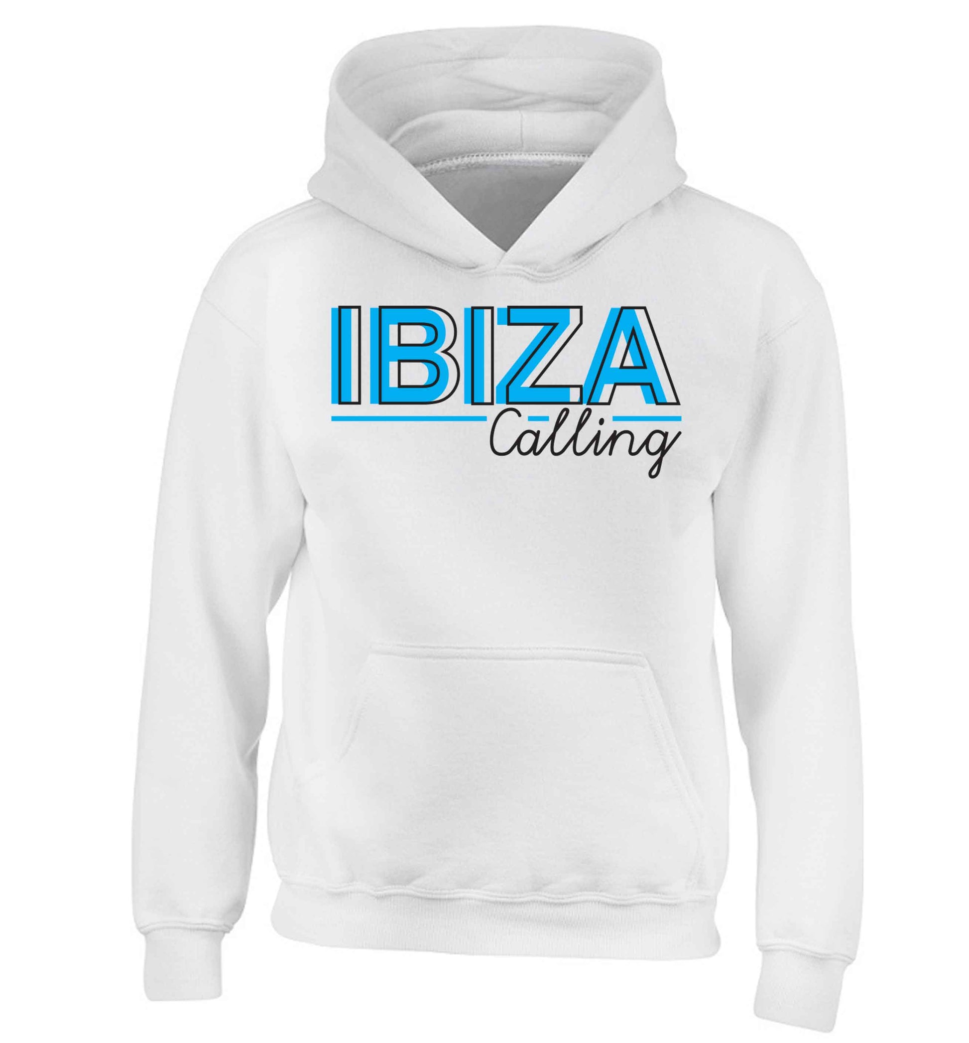 Ibiza calling children's white hoodie 12-13 Years