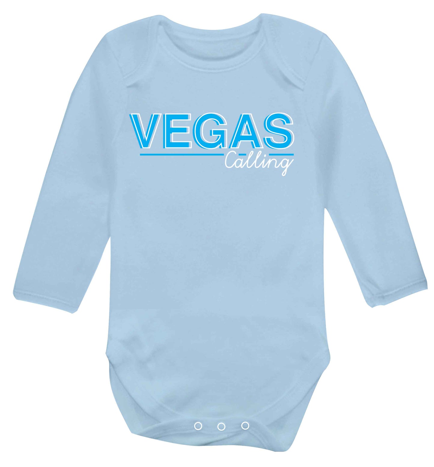 Vegas calling Baby Vest long sleeved pale blue 6-12 months