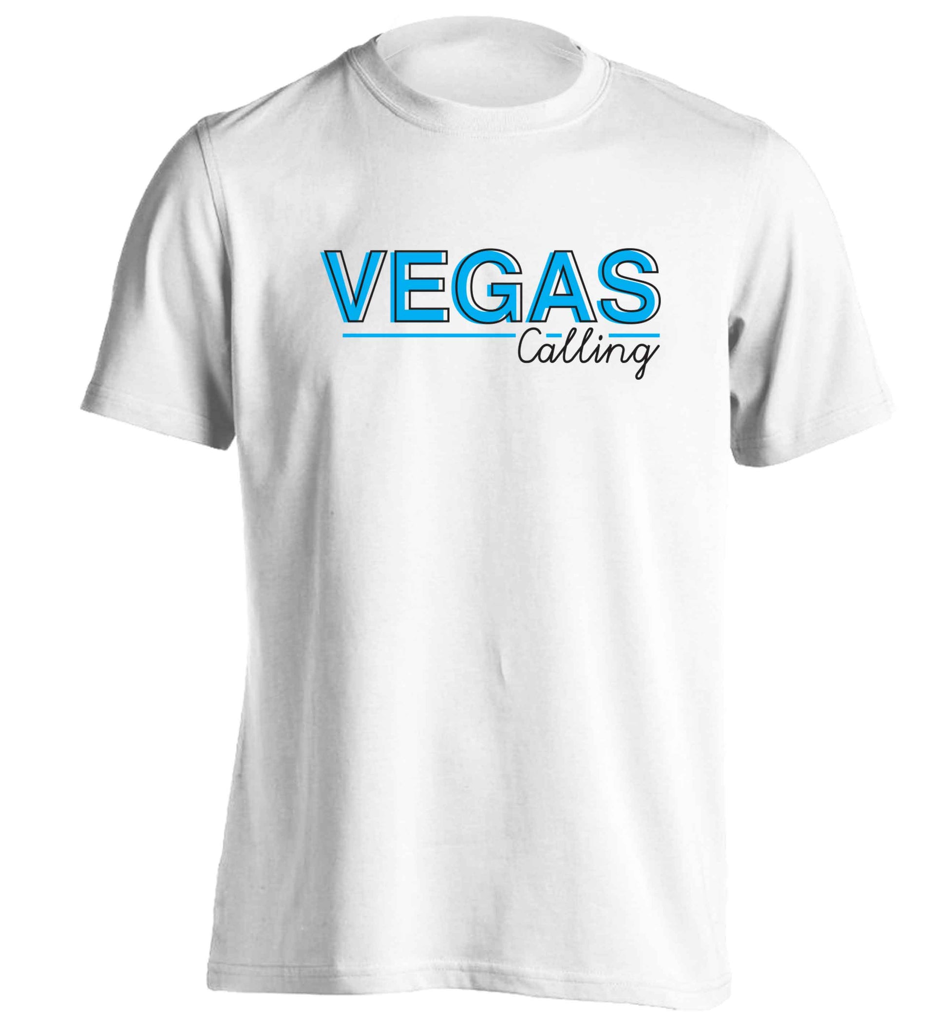 Vegas calling adults unisex white Tshirt 2XL