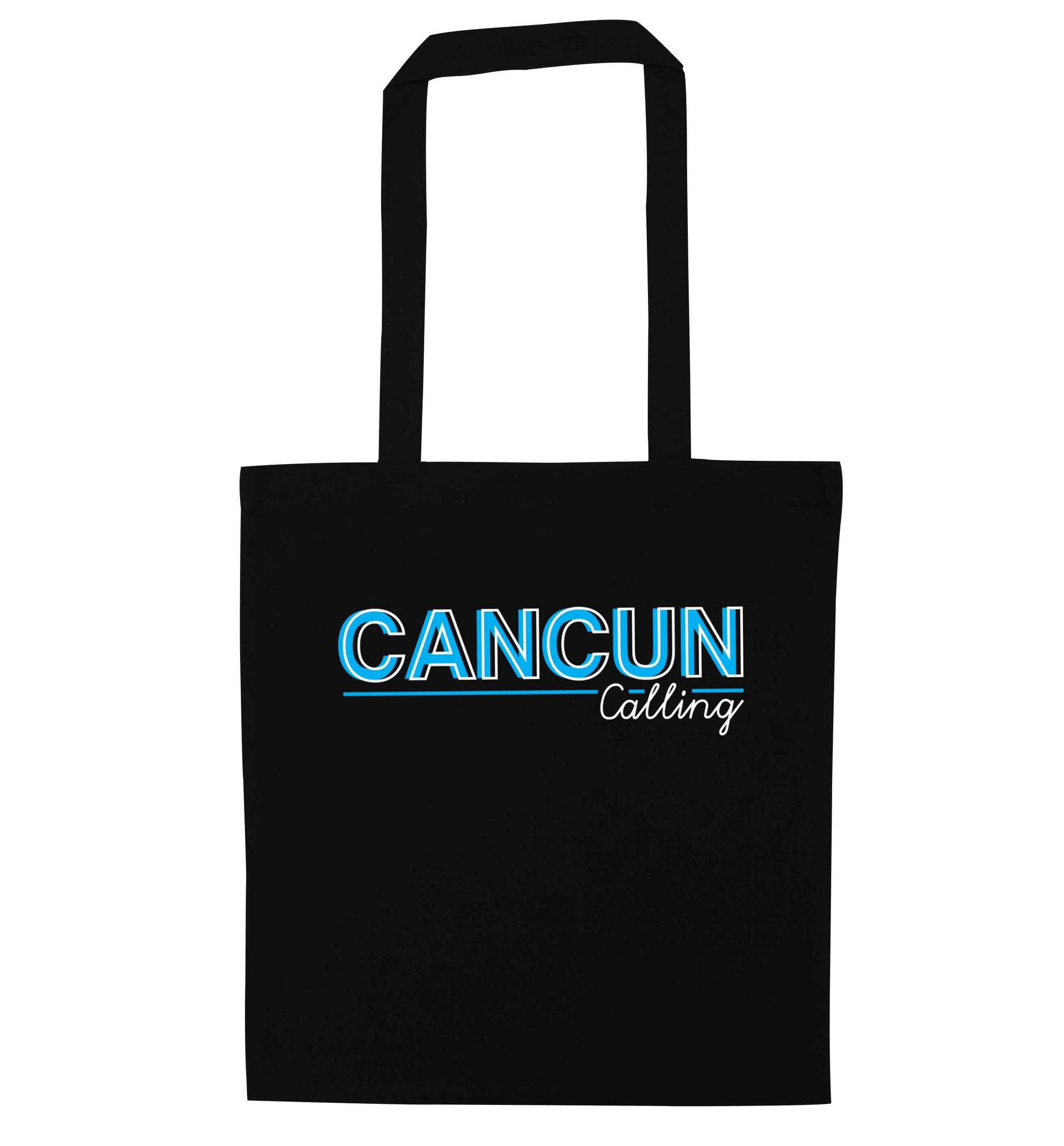 Cancun calling black tote bag