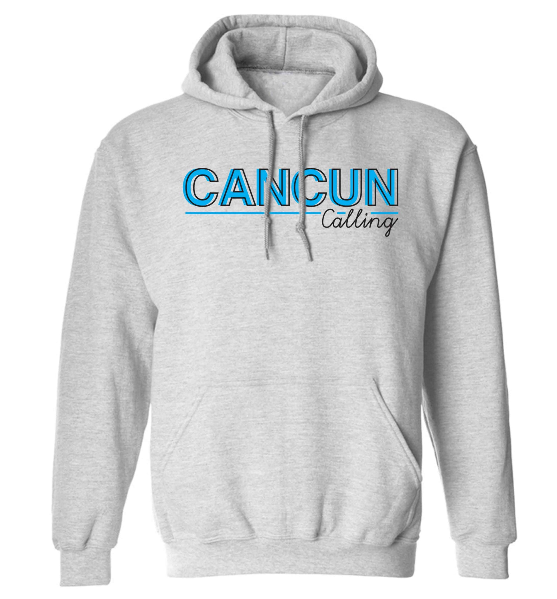 Cancun calling adults unisex grey hoodie 2XL
