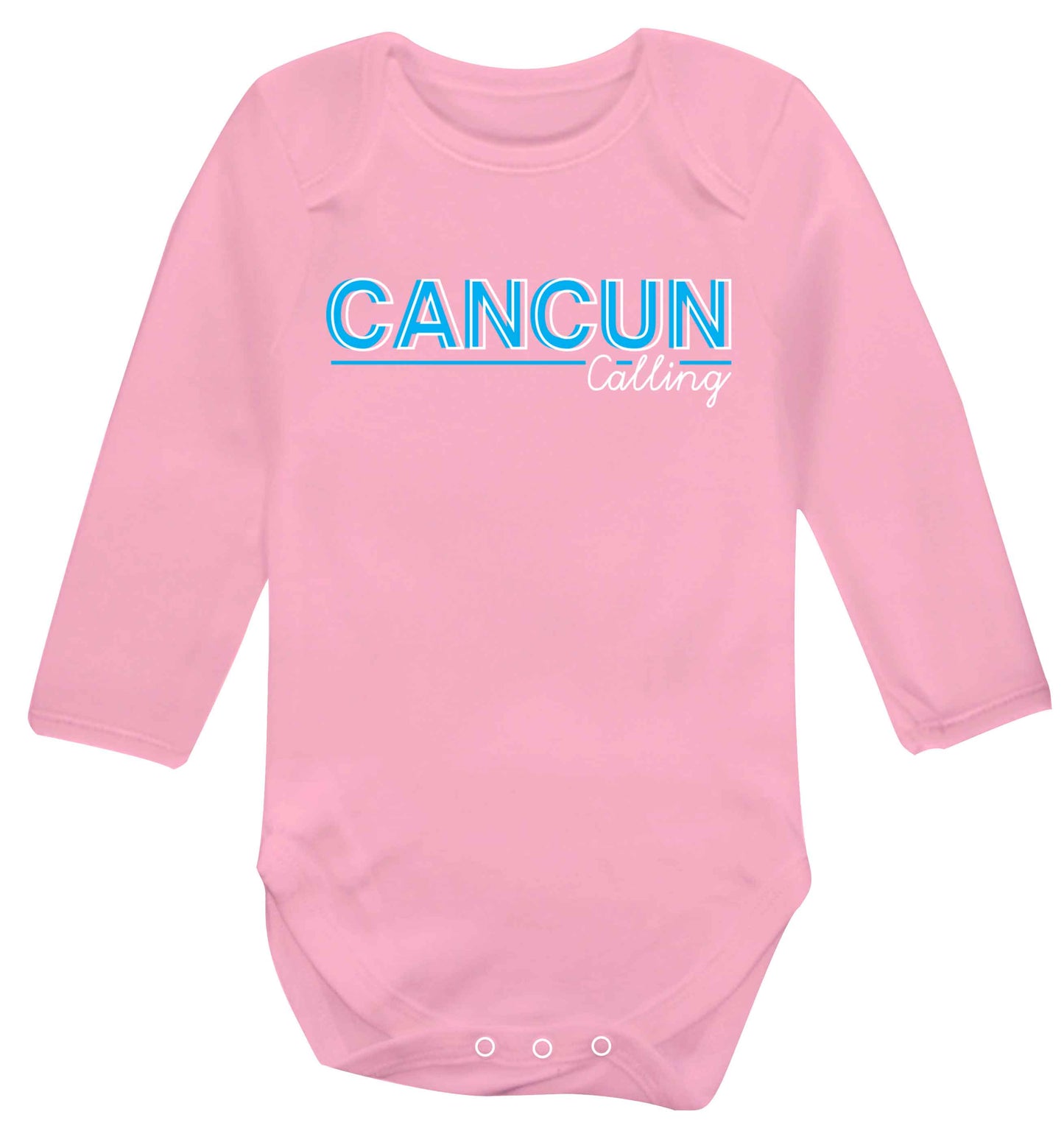 Cancun calling Baby Vest long sleeved pale pink 6-12 months