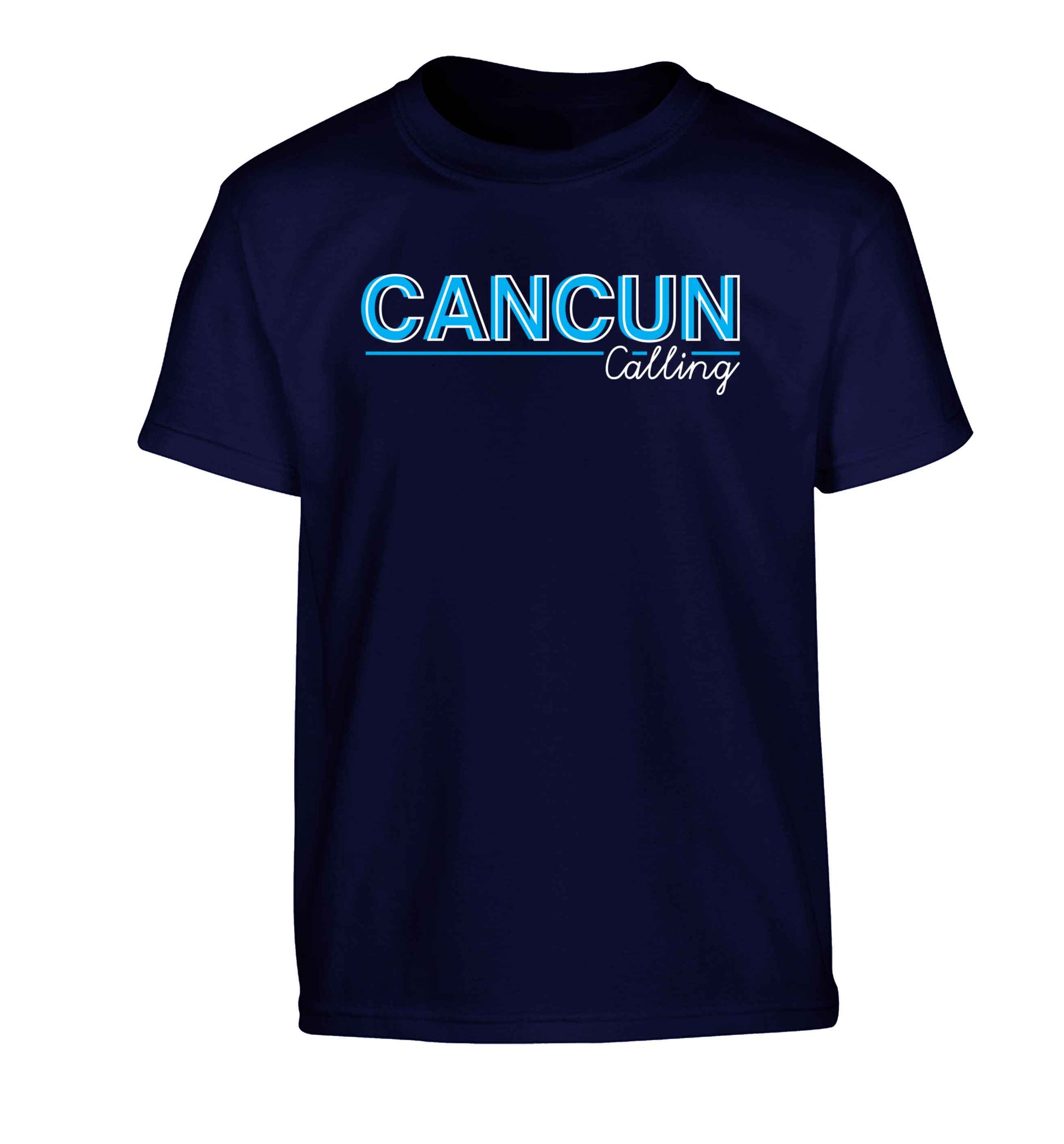 Cancun calling Children's navy Tshirt 12-13 Years