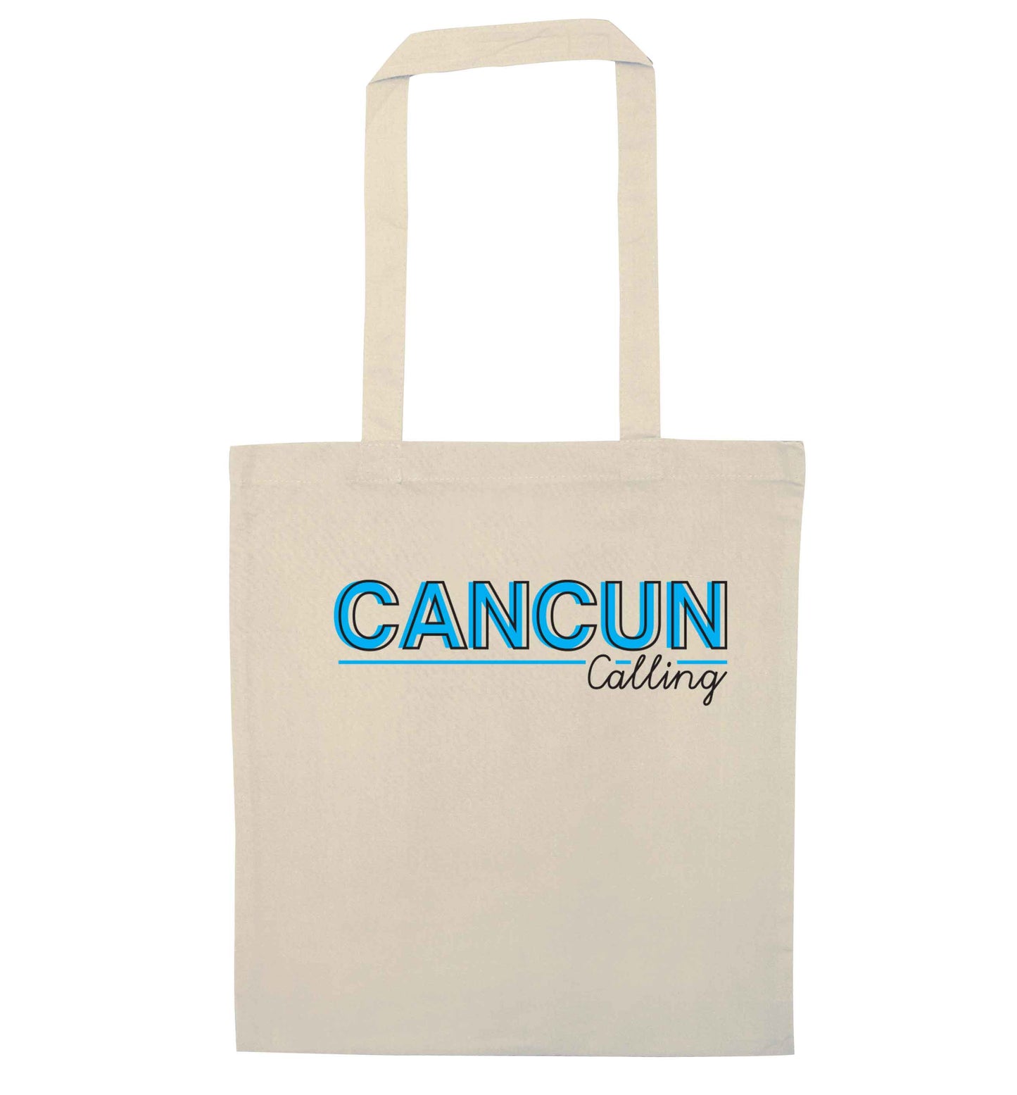 Cancun calling natural tote bag