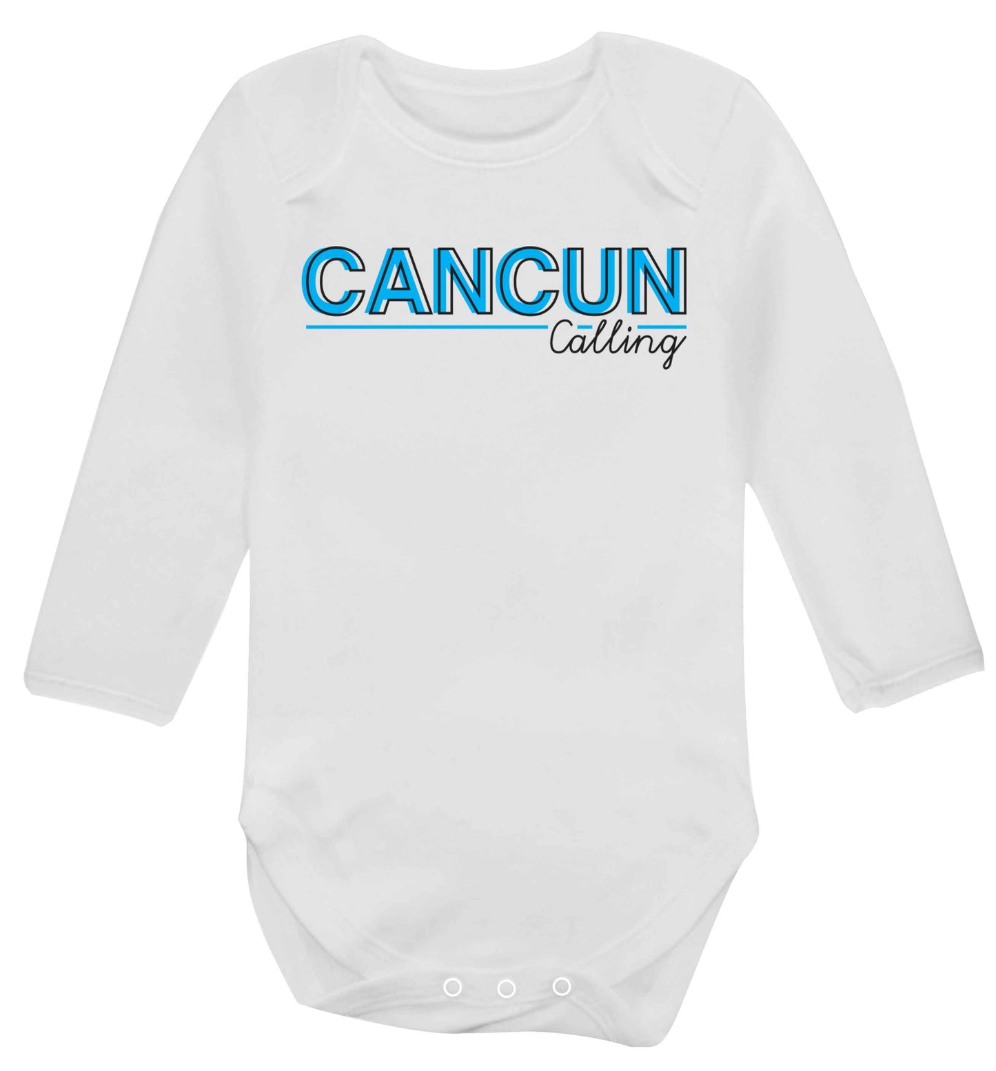 Cancun calling Baby Vest long sleeved white 6-12 months