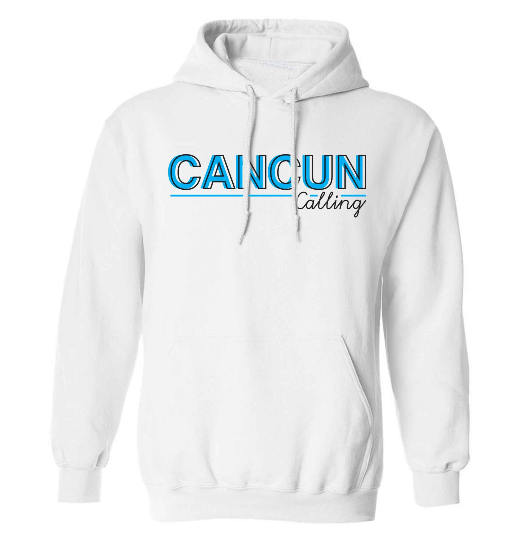 Cancun calling adults unisex white hoodie 2XL