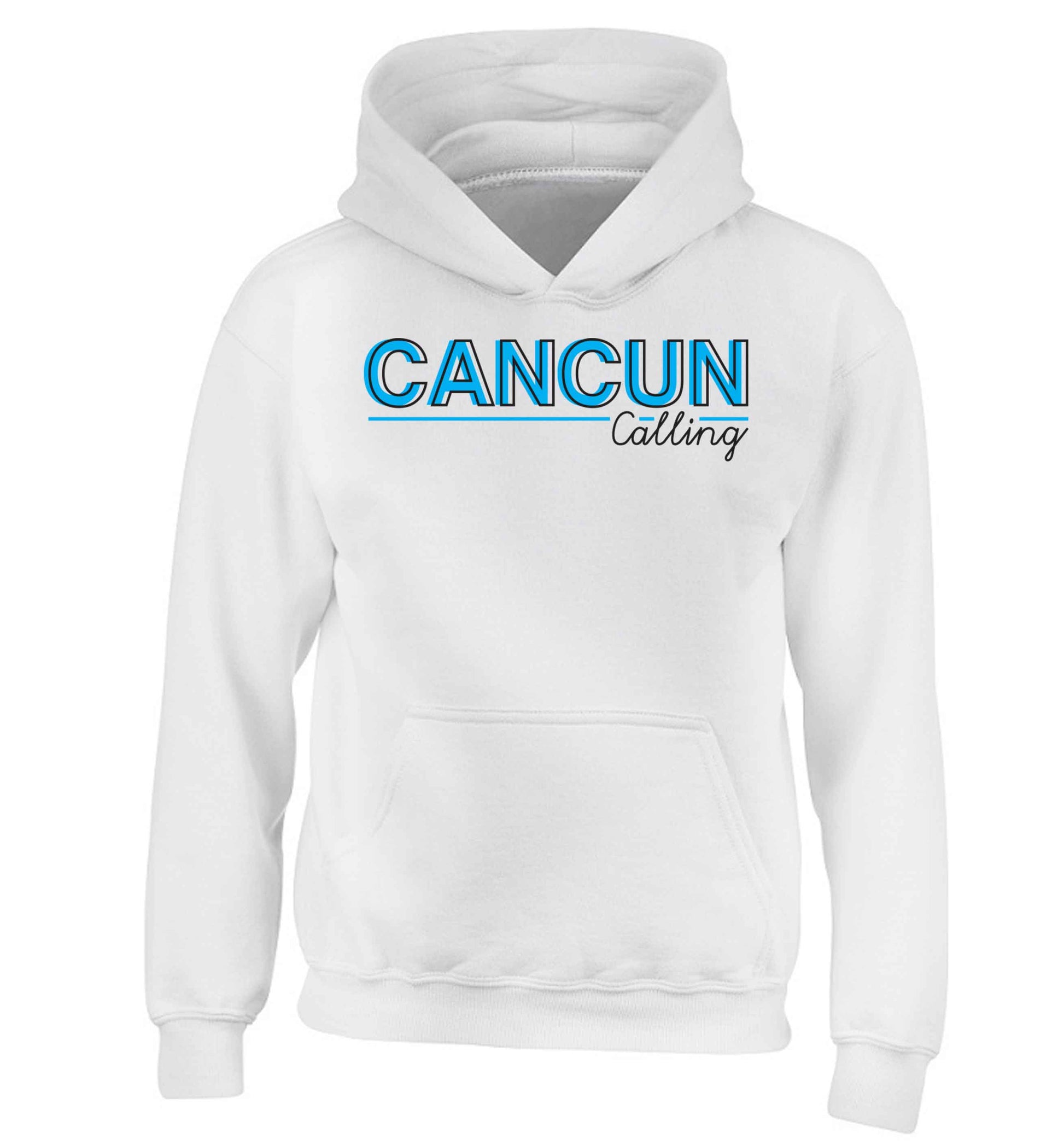 Cancun calling children's white hoodie 12-13 Years
