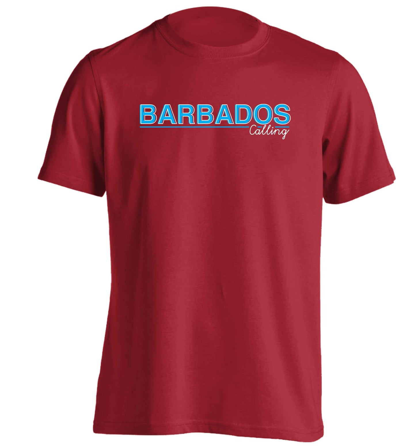 Barbados calling adults unisex red Tshirt 2XL