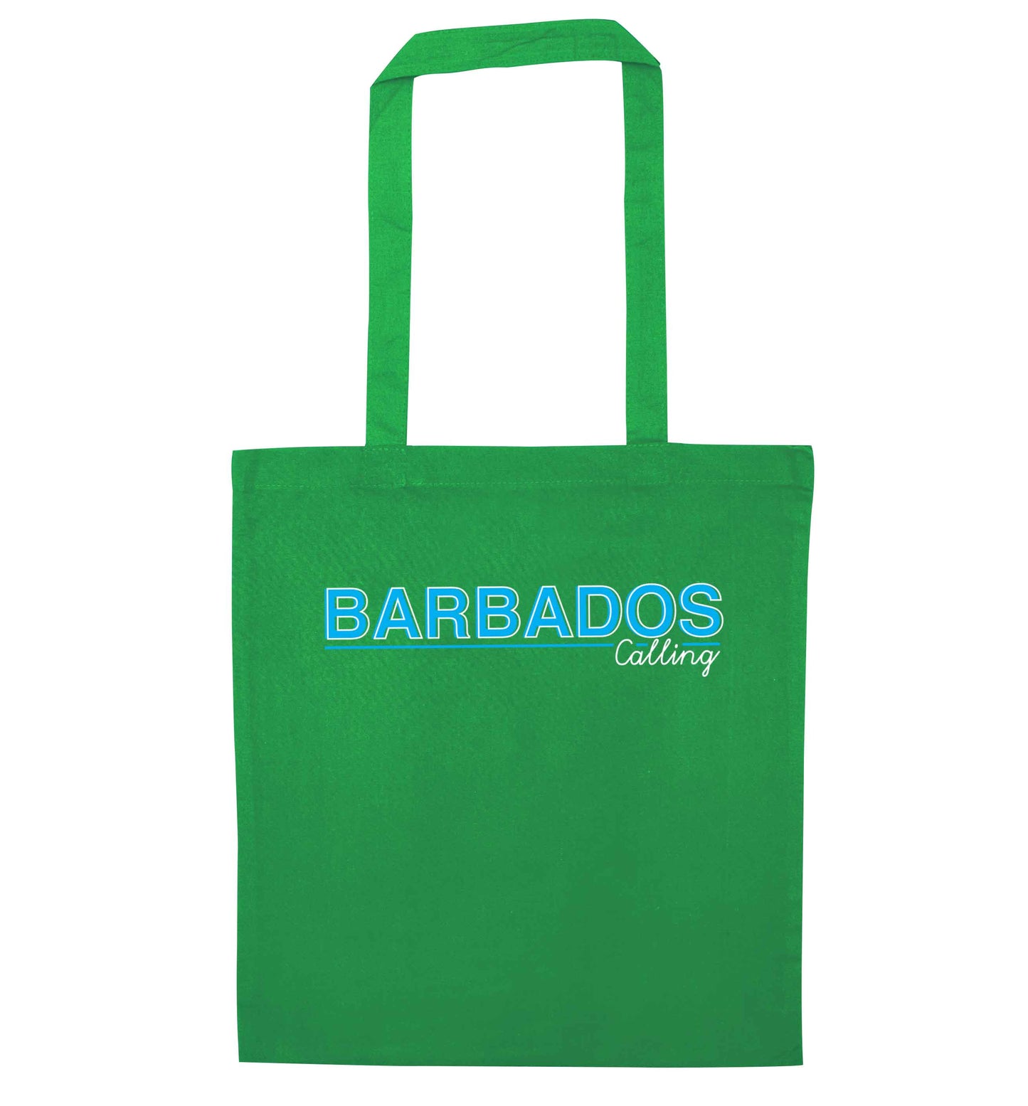 Barbados calling green tote bag