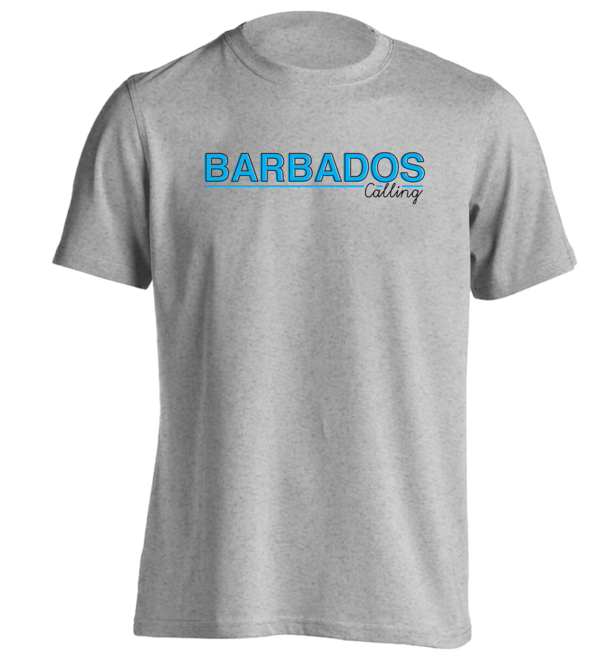 Barbados calling adults unisex grey Tshirt 2XL