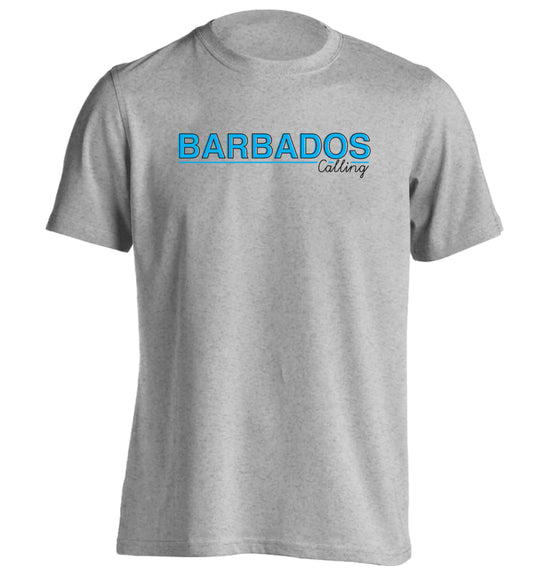 Barbados calling adults unisex grey Tshirt 2XL