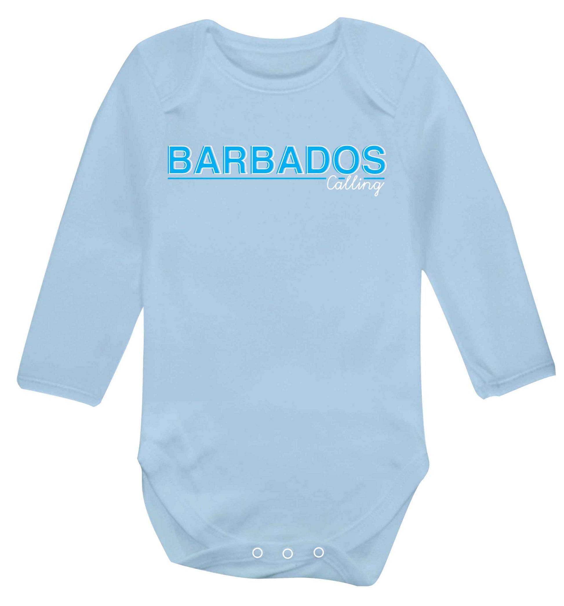 Barbados calling Baby Vest long sleeved pale blue 6-12 months