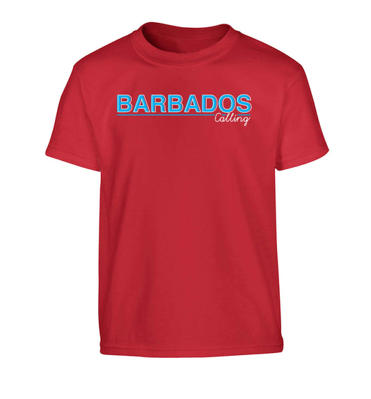 Barbados calling Children's red Tshirt 12-13 Years