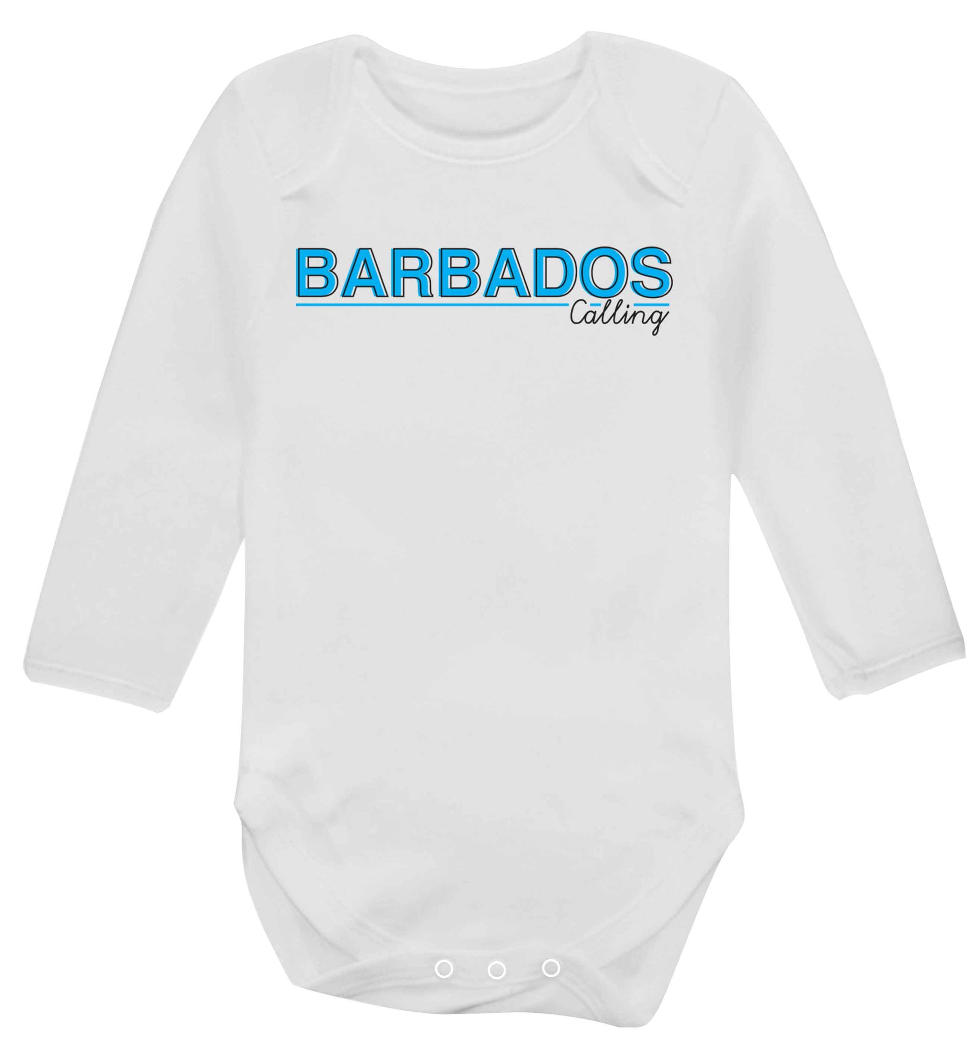 Barbados calling Baby Vest long sleeved white 6-12 months