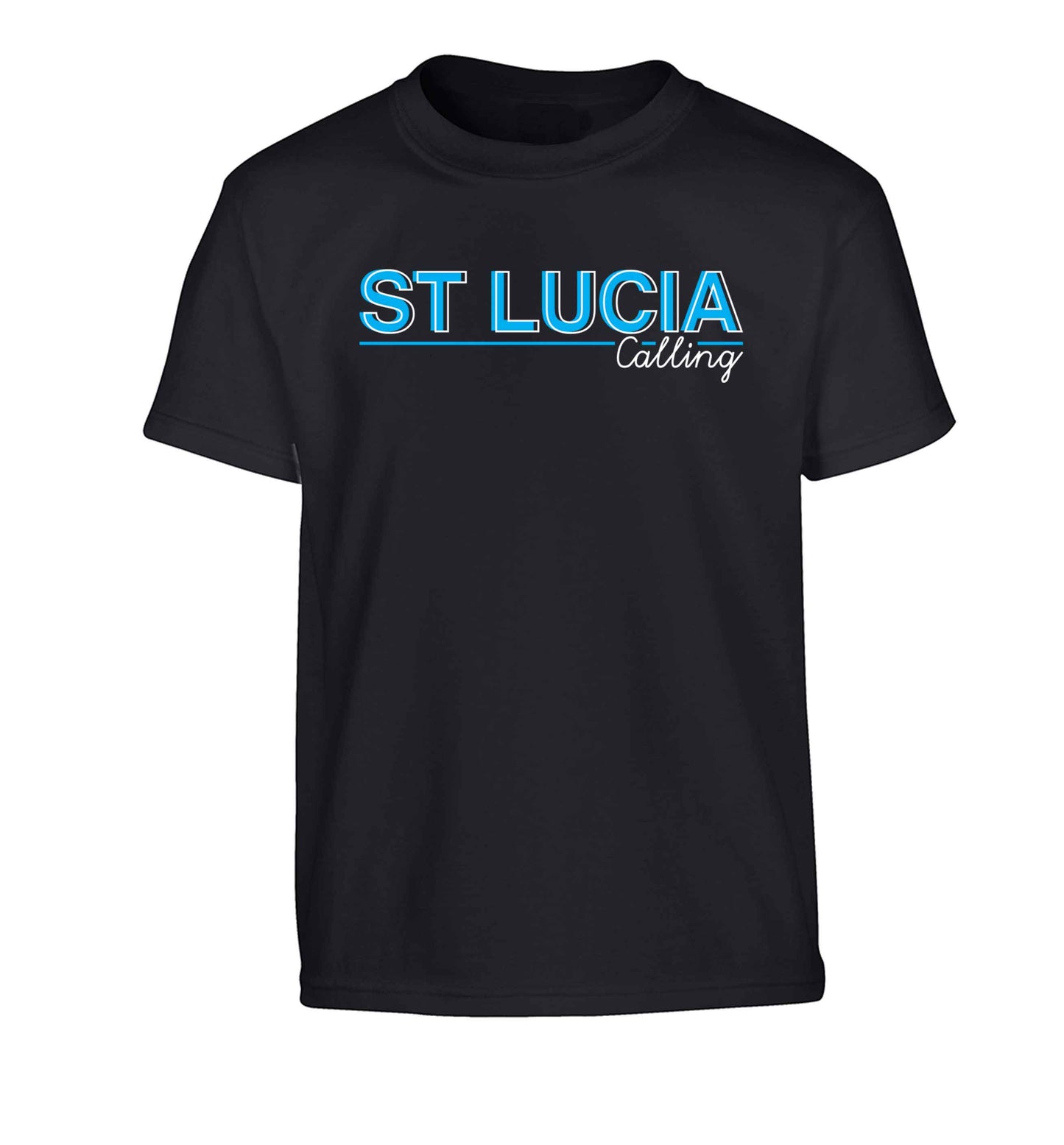 St Lucia calling Children's black Tshirt 12-13 Years