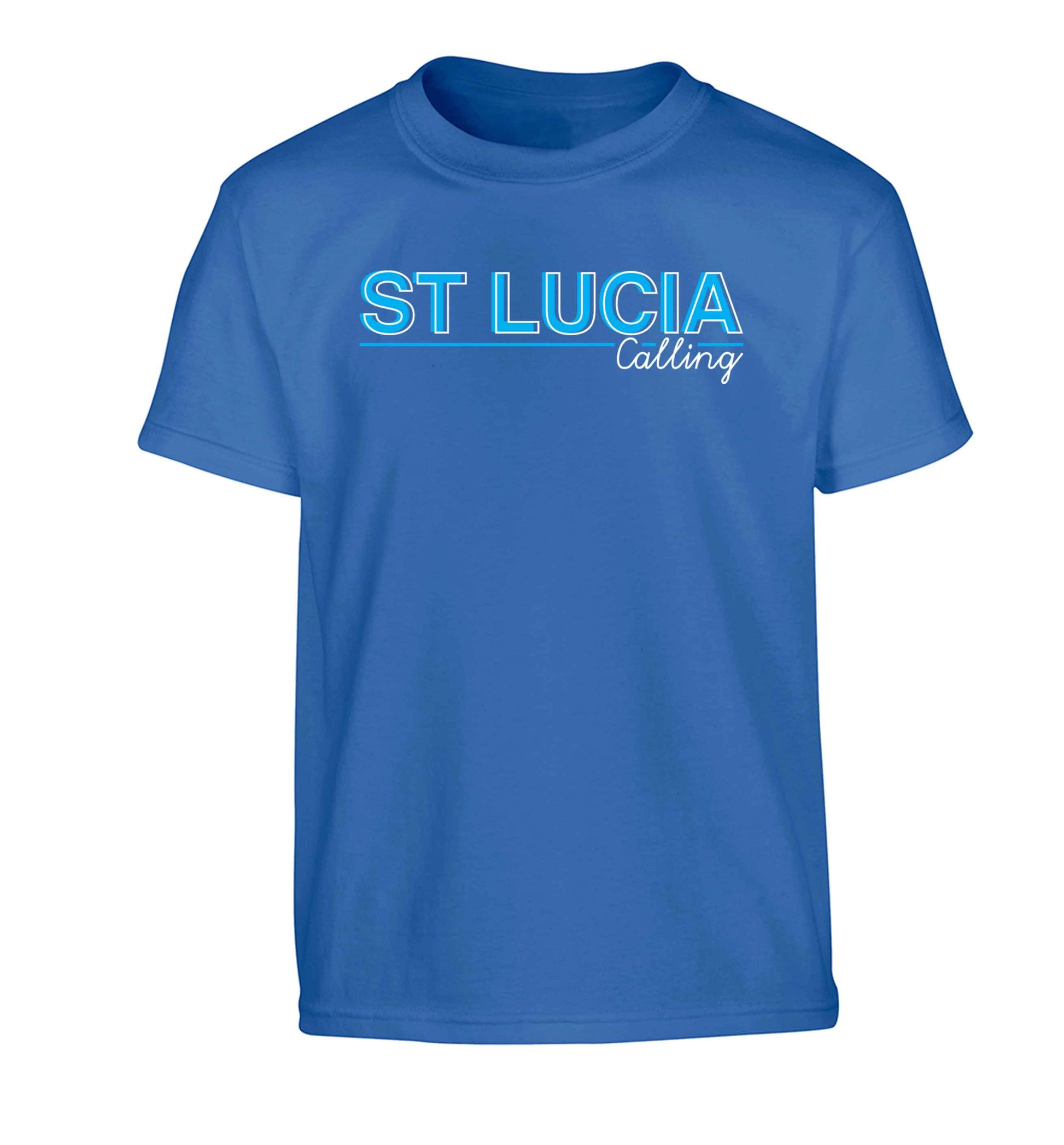 St Lucia calling Children's blue Tshirt 12-13 Years
