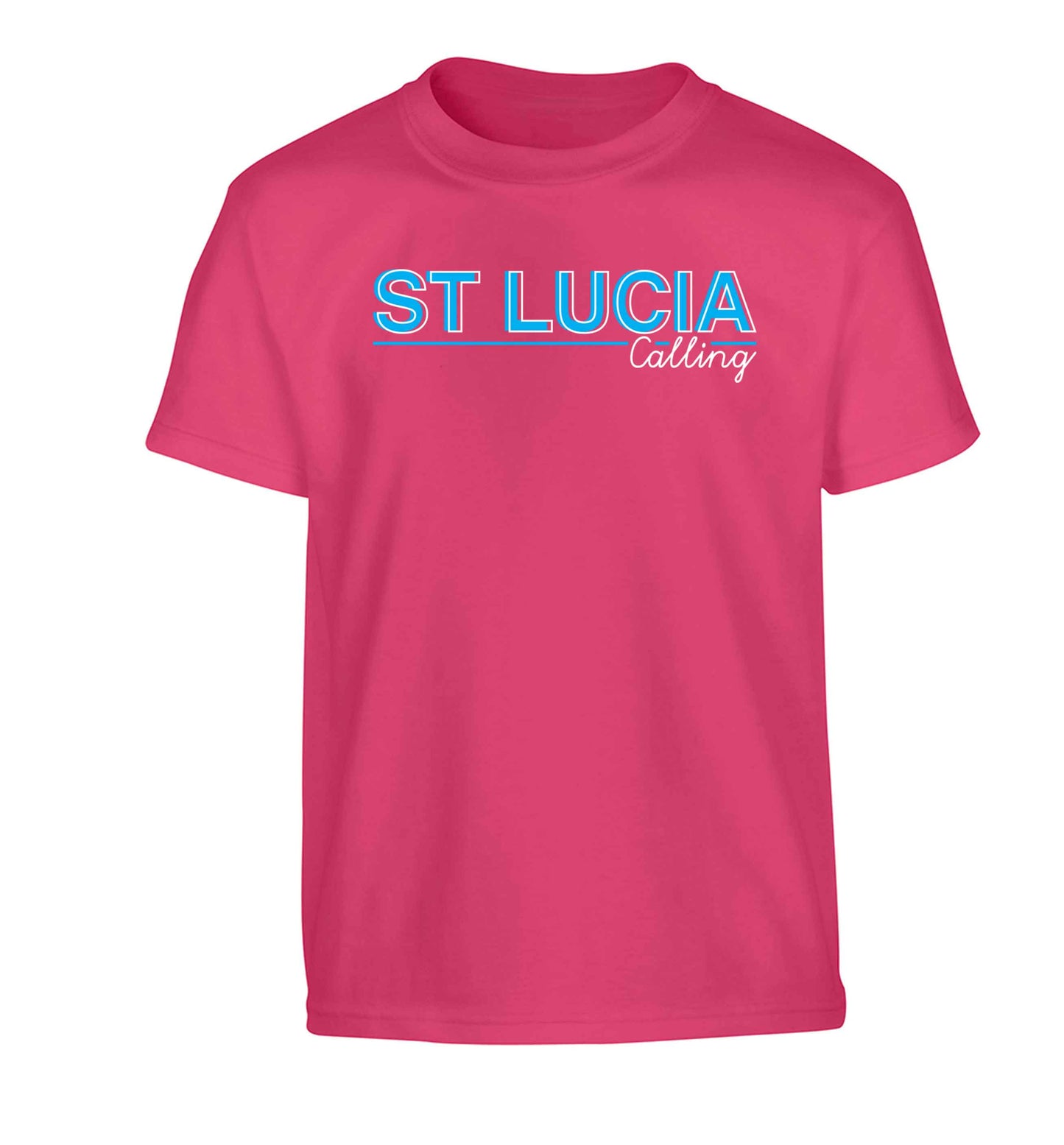 St Lucia calling Children's pink Tshirt 12-13 Years