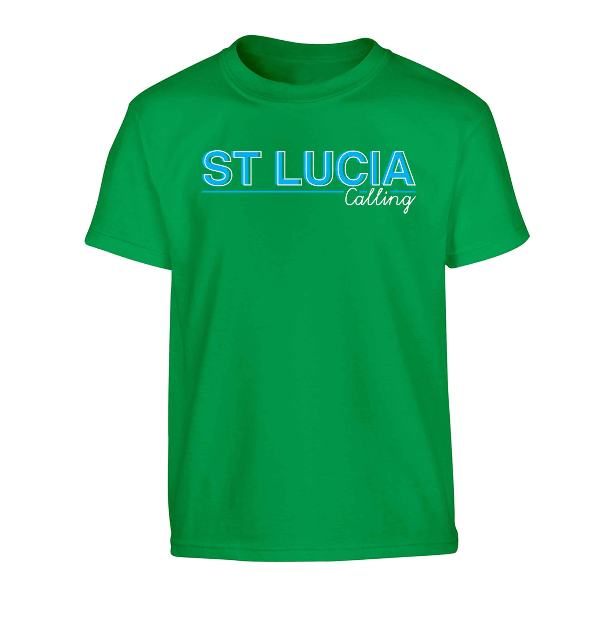 St Lucia calling Children's green Tshirt 12-13 Years