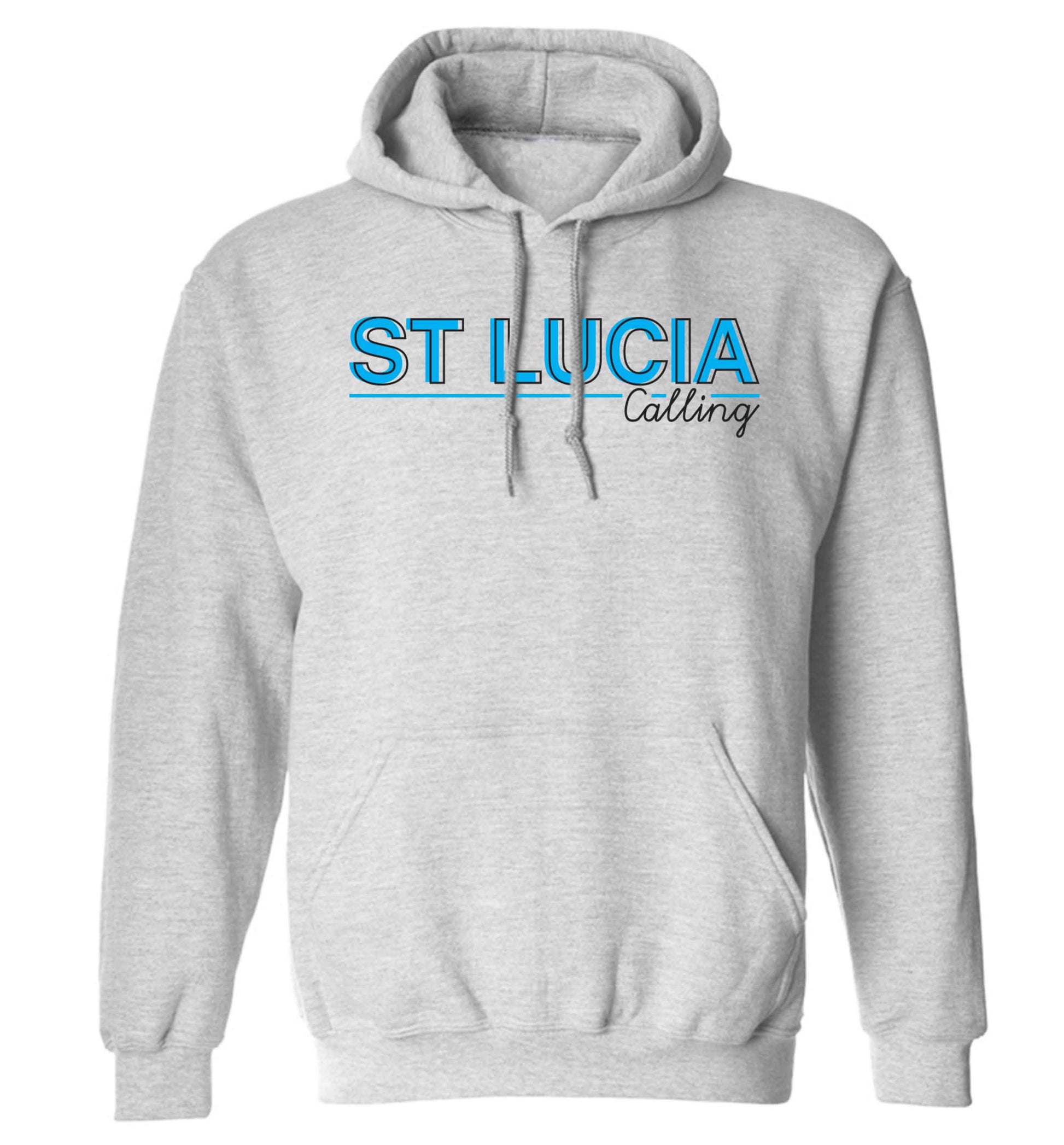 St Lucia calling adults unisex grey hoodie 2XL