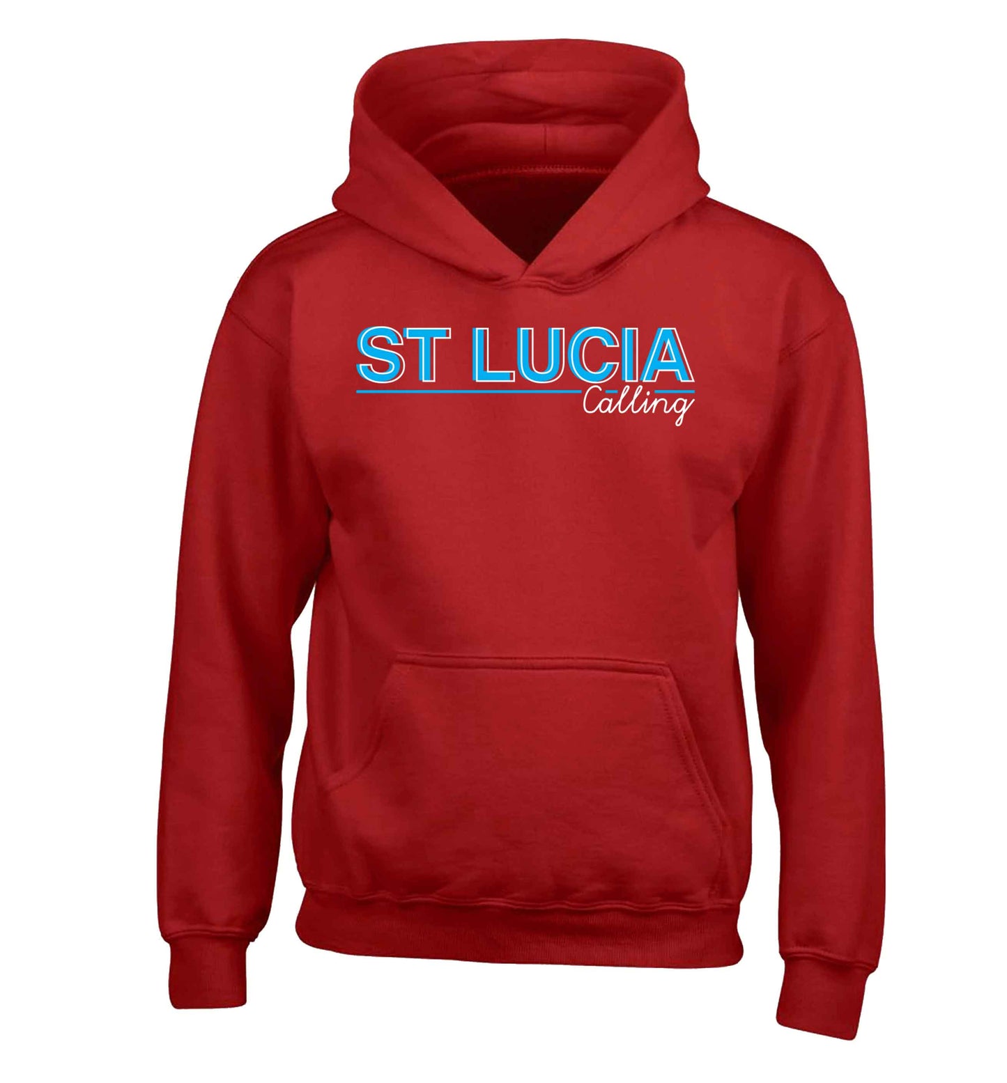 St Lucia calling children's red hoodie 12-13 Years
