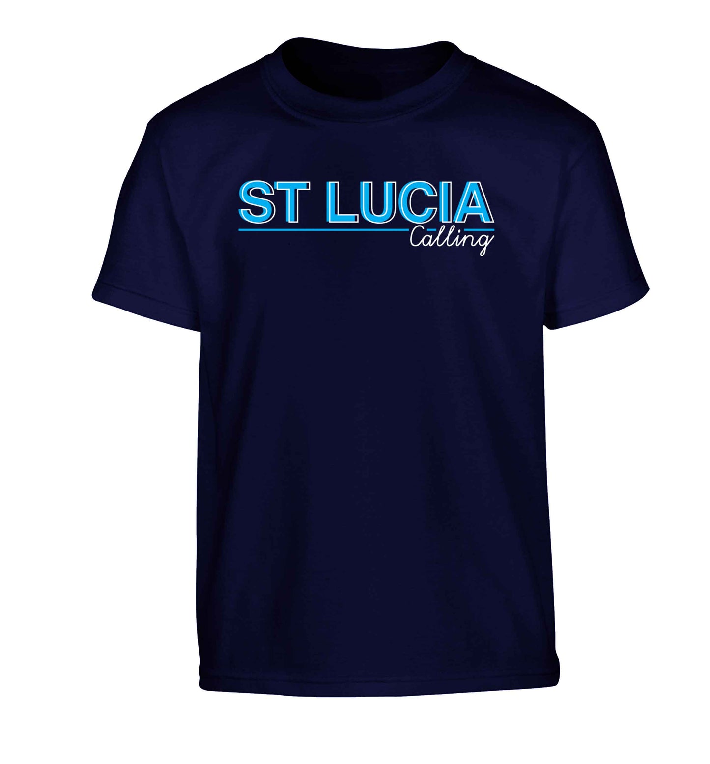 St Lucia calling Children's navy Tshirt 12-13 Years