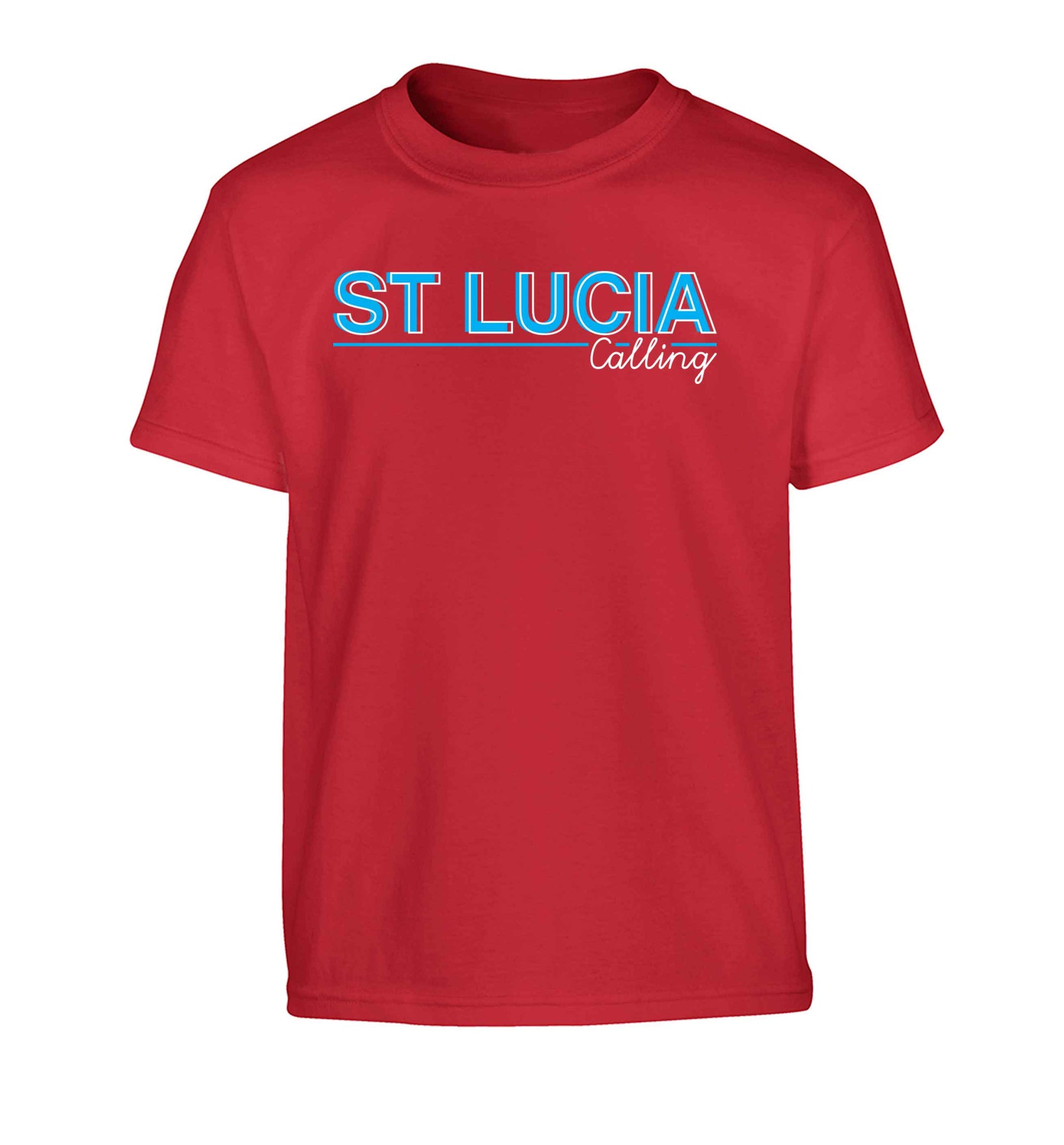St Lucia calling Children's red Tshirt 12-13 Years