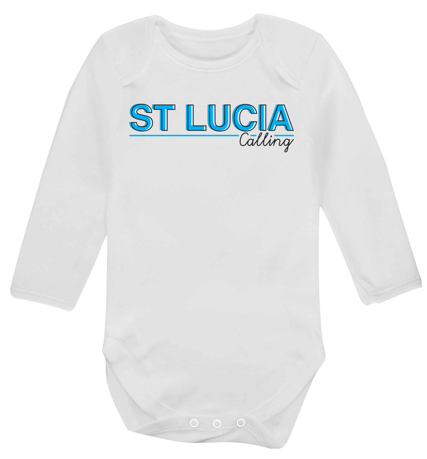 St Lucia calling Baby Vest long sleeved white 6-12 months