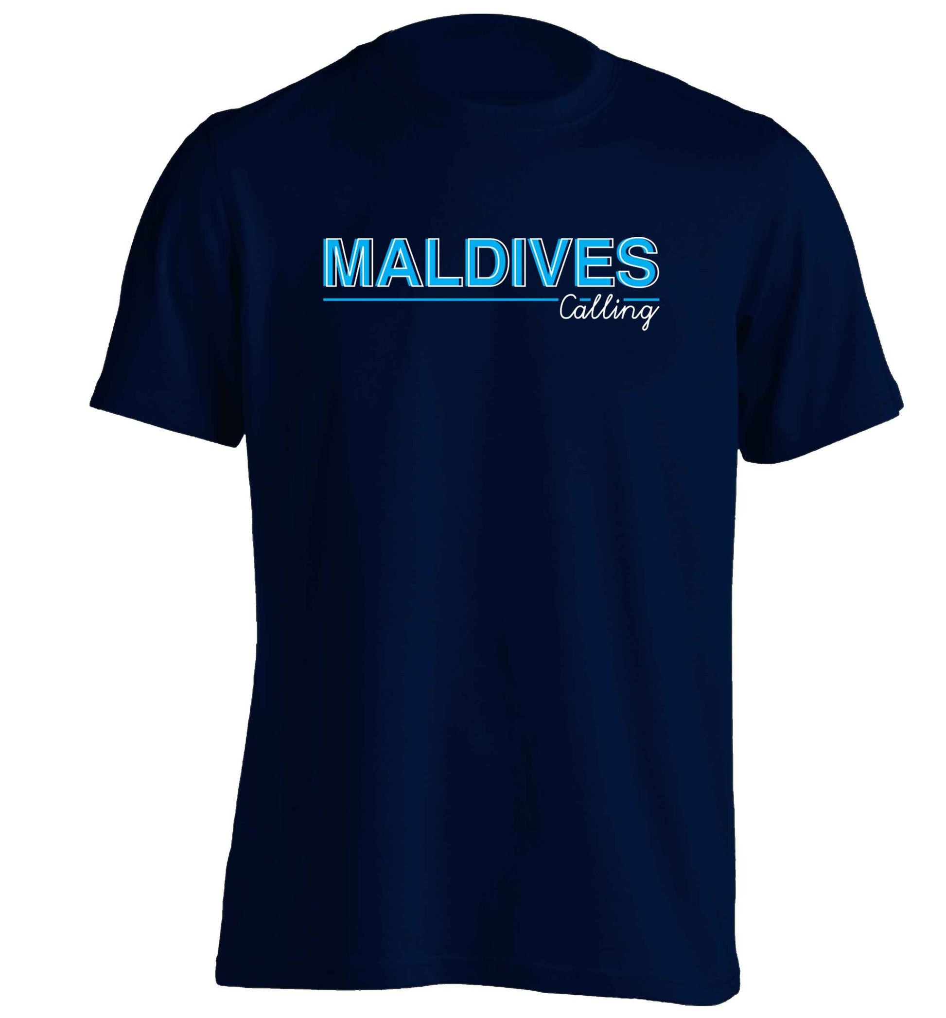 Maldives calling adults unisex navy Tshirt 2XL