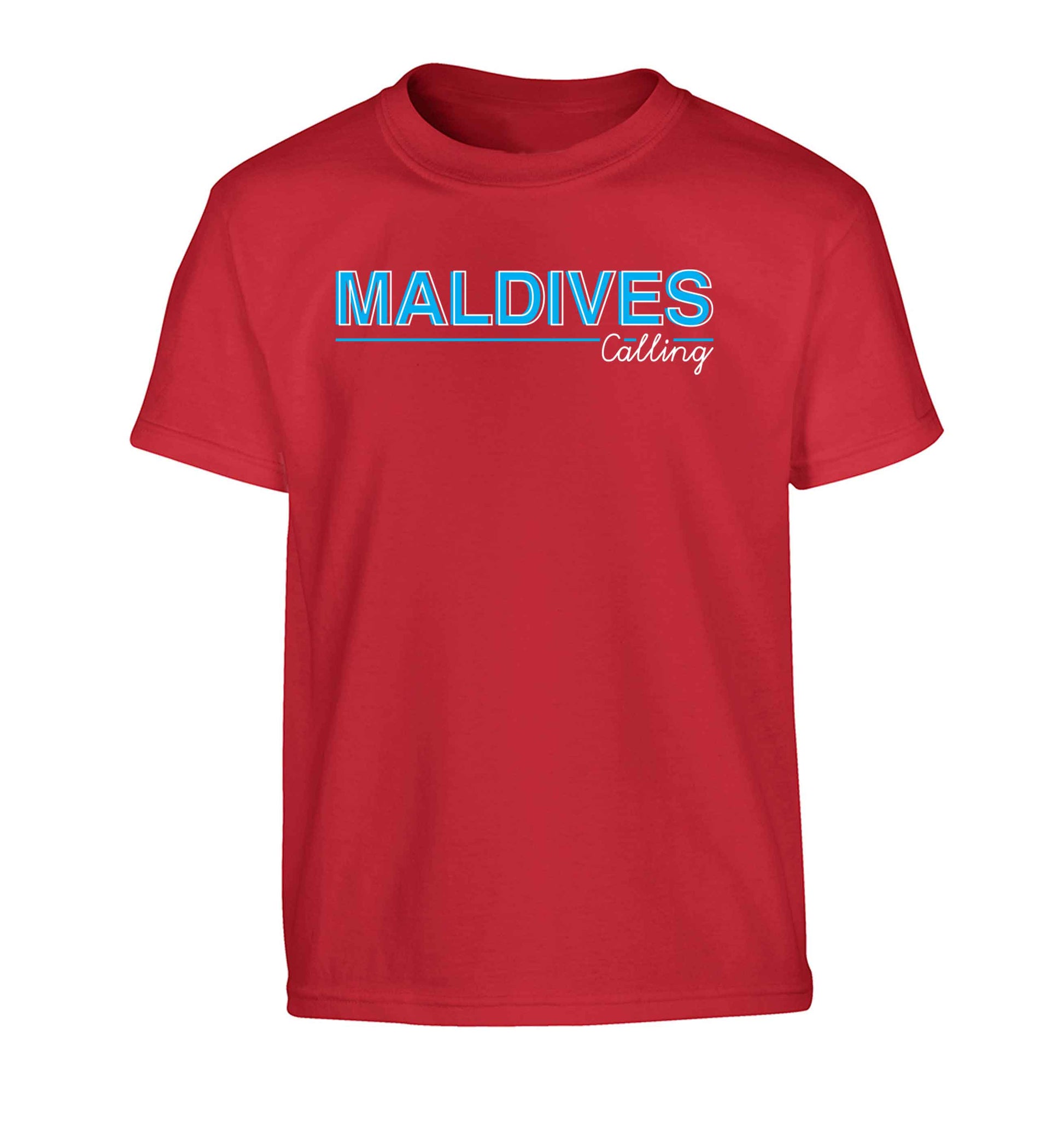Maldives calling Children's red Tshirt 12-13 Years