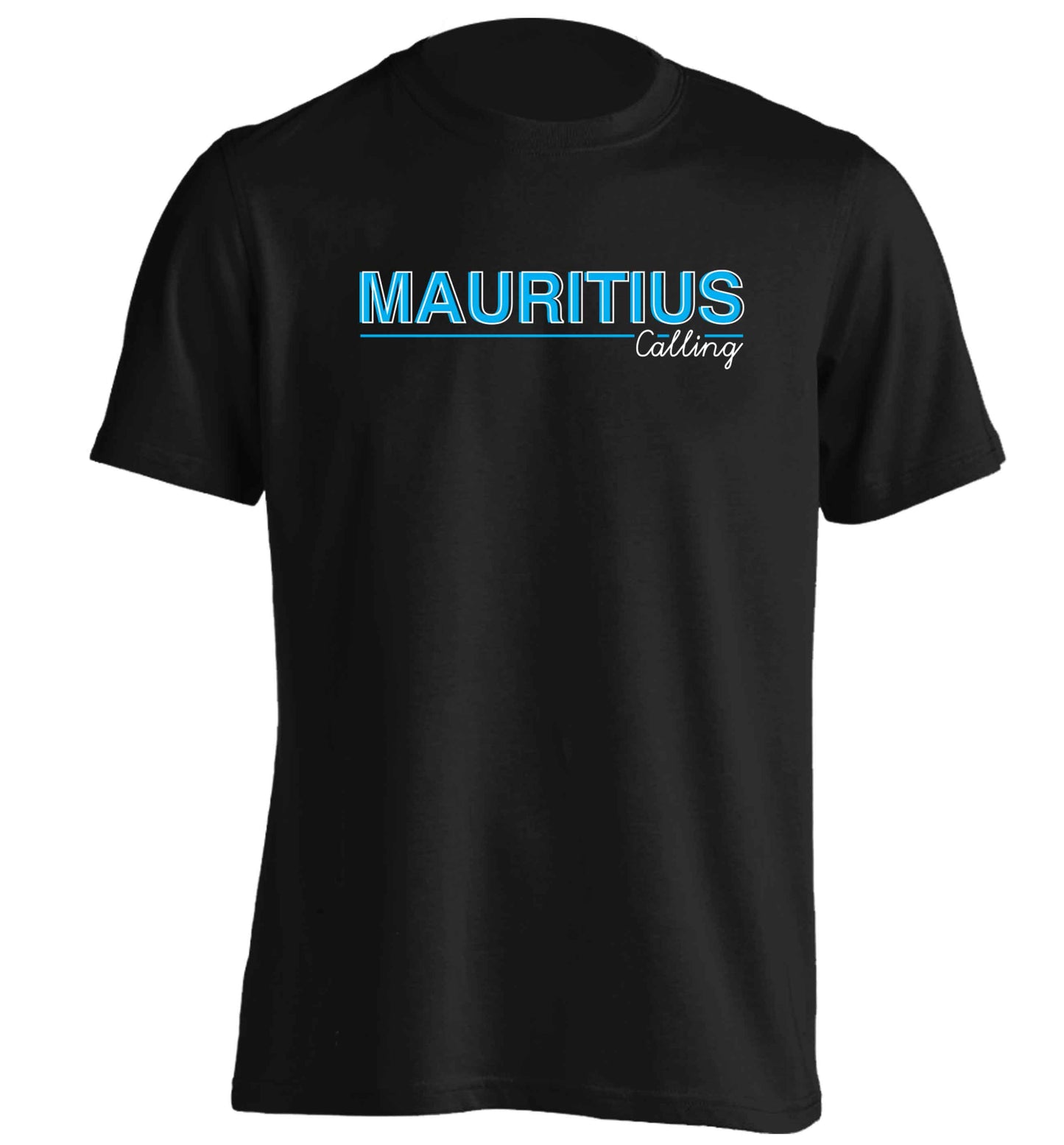 Mauritius calling adults unisex black Tshirt 2XL