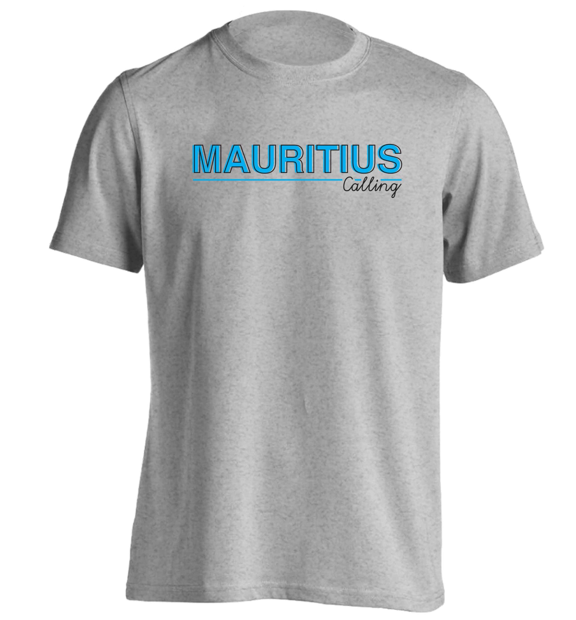 Mauritius calling adults unisex grey Tshirt 2XL