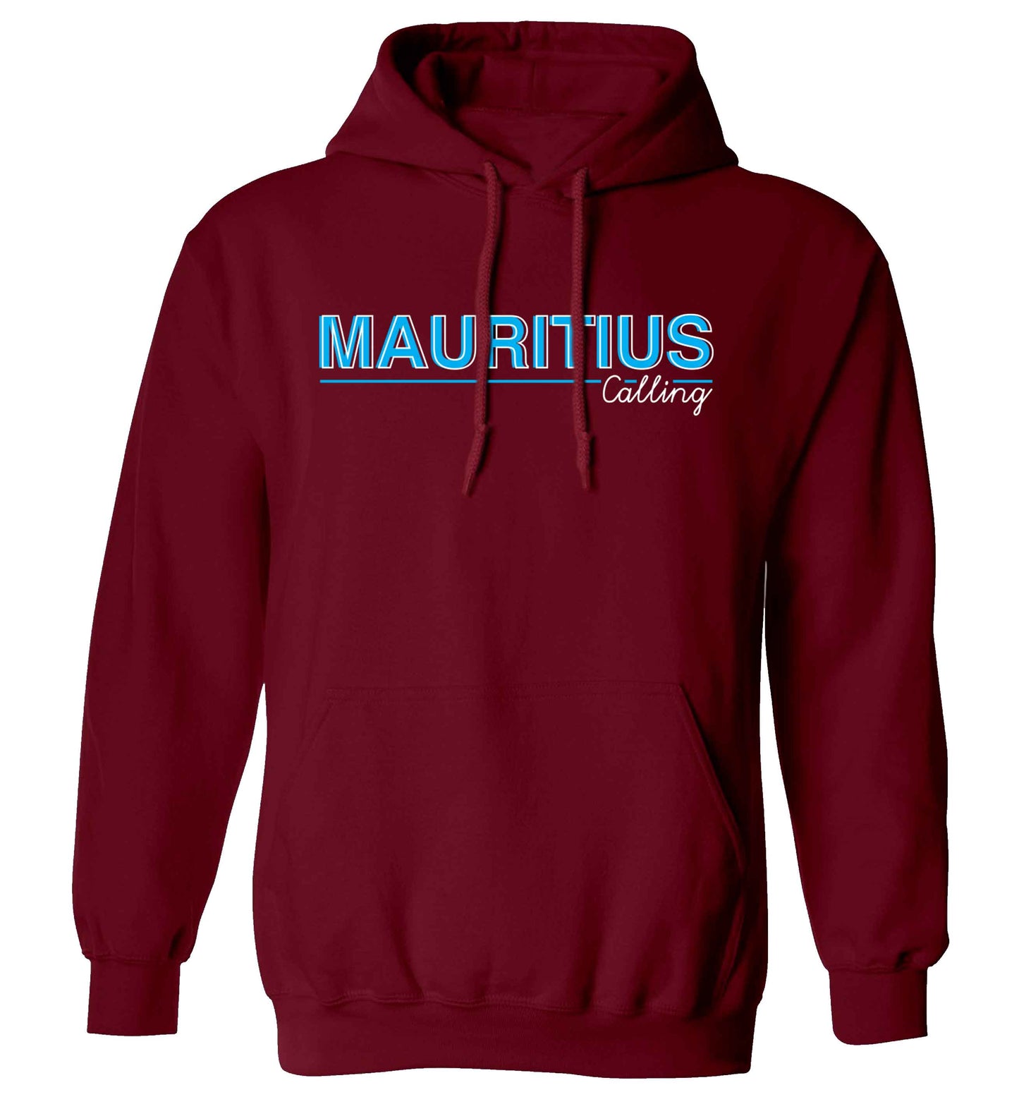 Mauritius calling adults unisex maroon hoodie 2XL