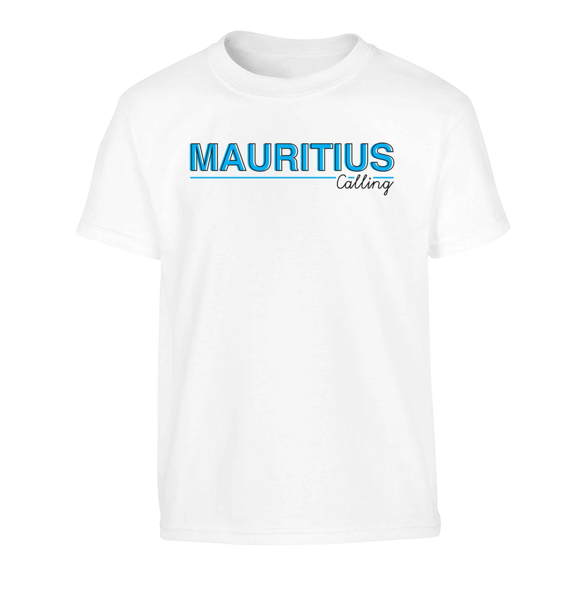 Mauritius calling Children's white Tshirt 12-13 Years