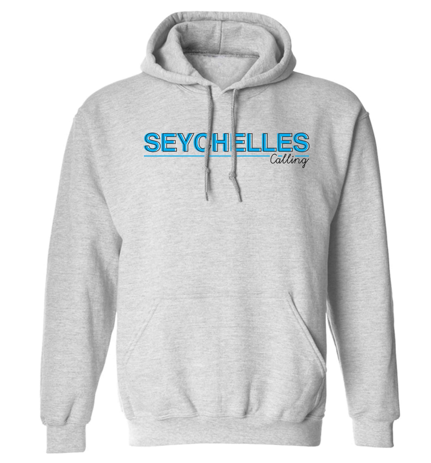 Seychelles calling adults unisex grey hoodie 2XL