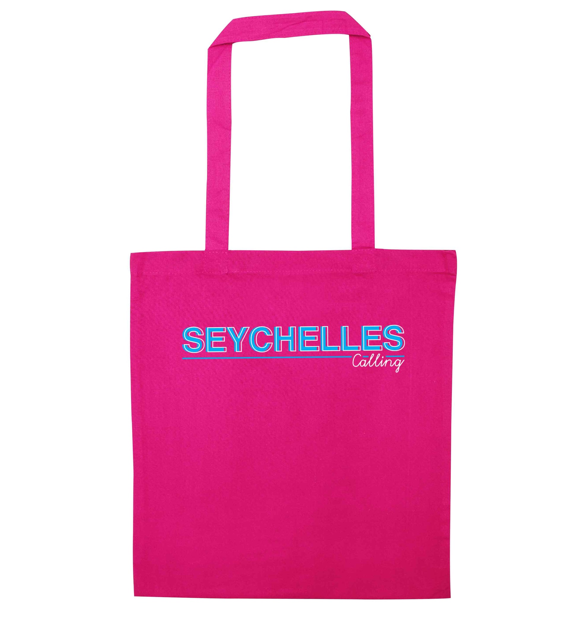 Seychelles calling pink tote bag