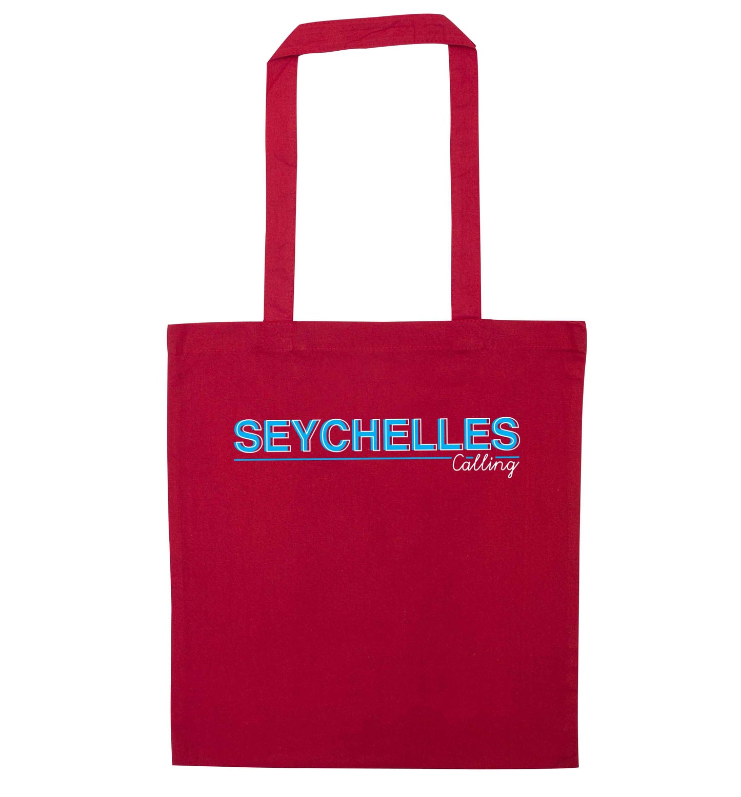 Seychelles calling red tote bag