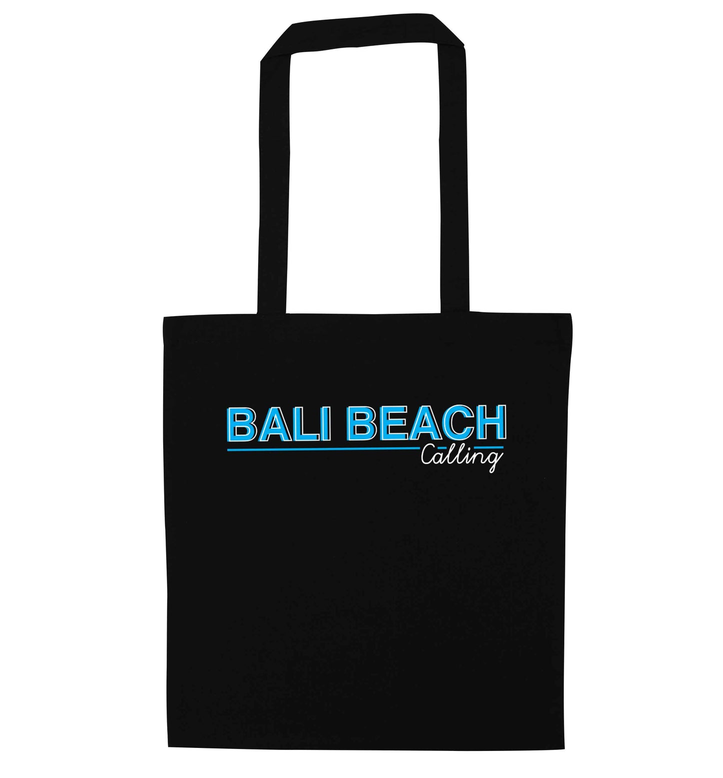 Bali beach calling black tote bag