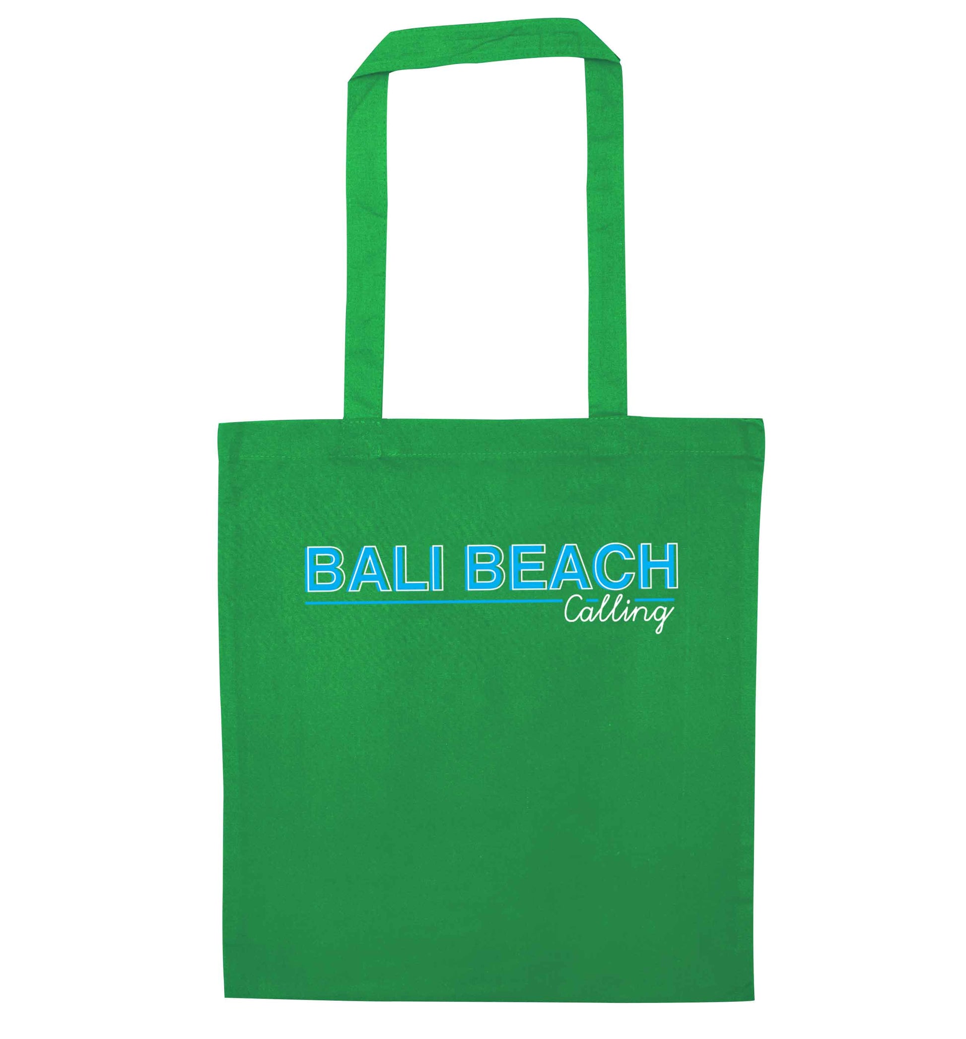 Bali beach calling green tote bag