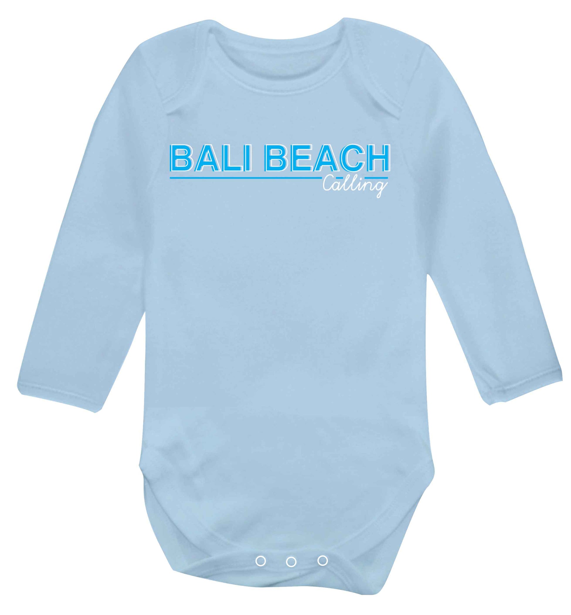 Bali beach calling Baby Vest long sleeved pale blue 6-12 months