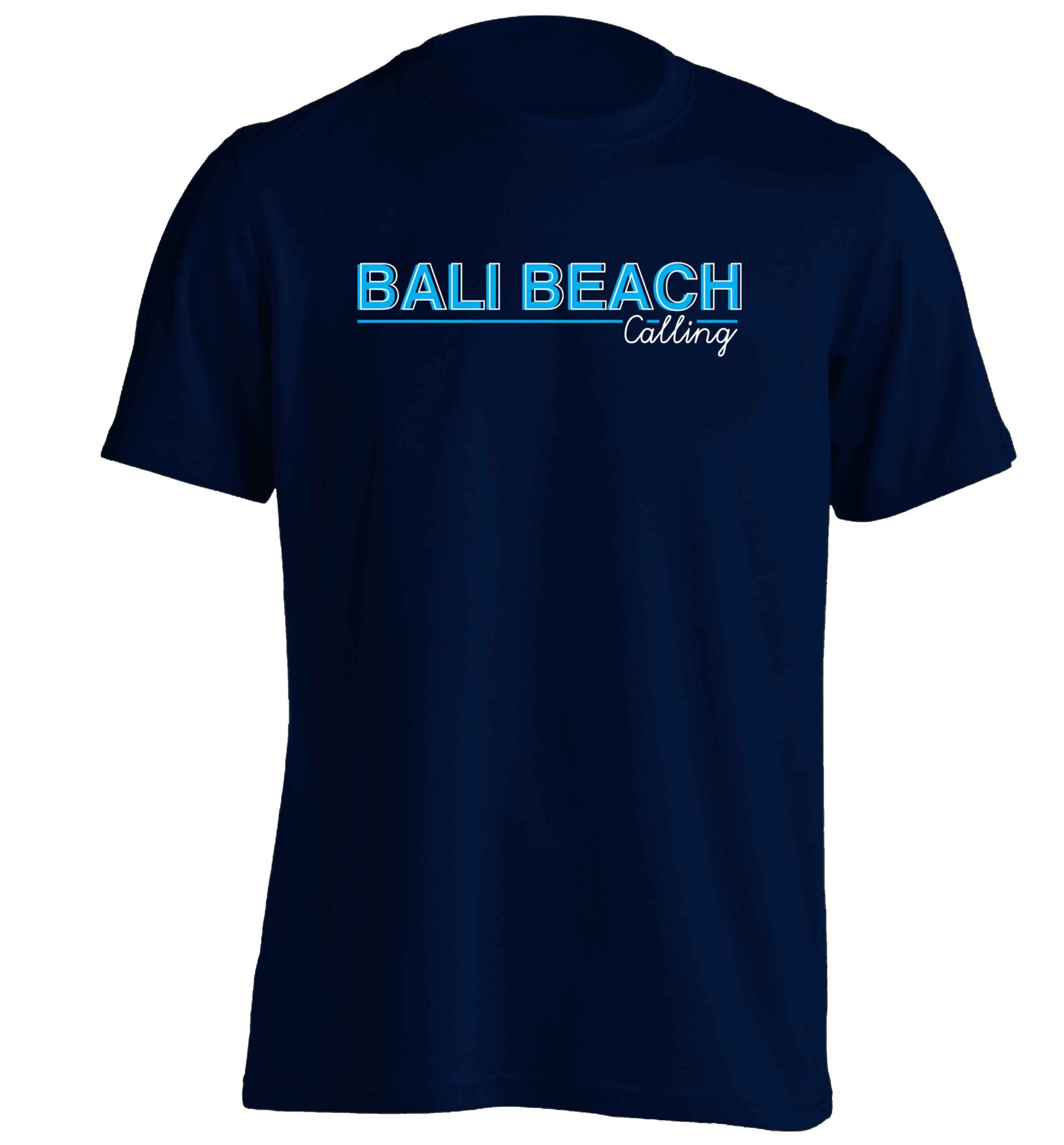 Bali beach calling adults unisex navy Tshirt 2XL