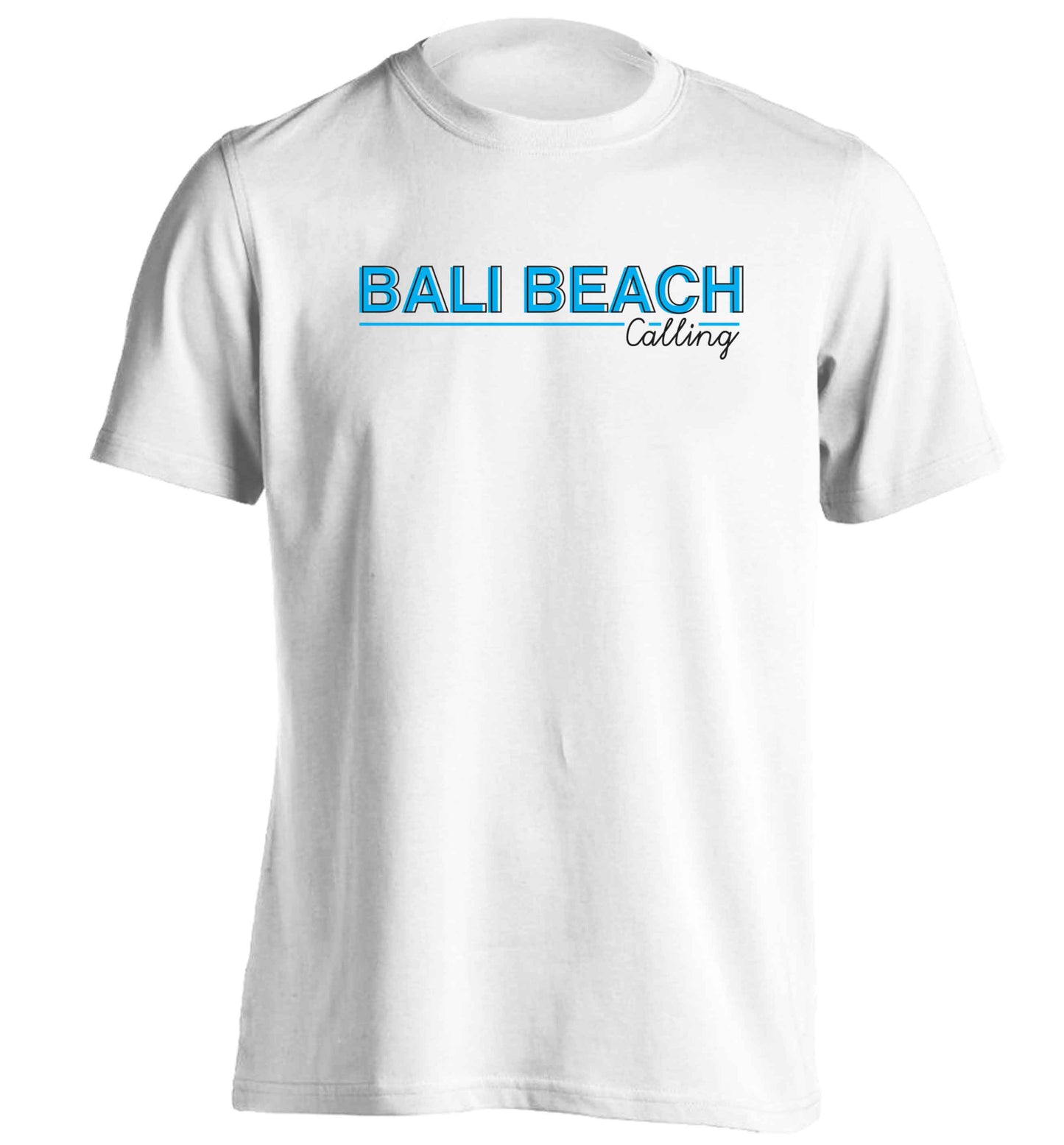 Bali beach calling adults unisex white Tshirt 2XL