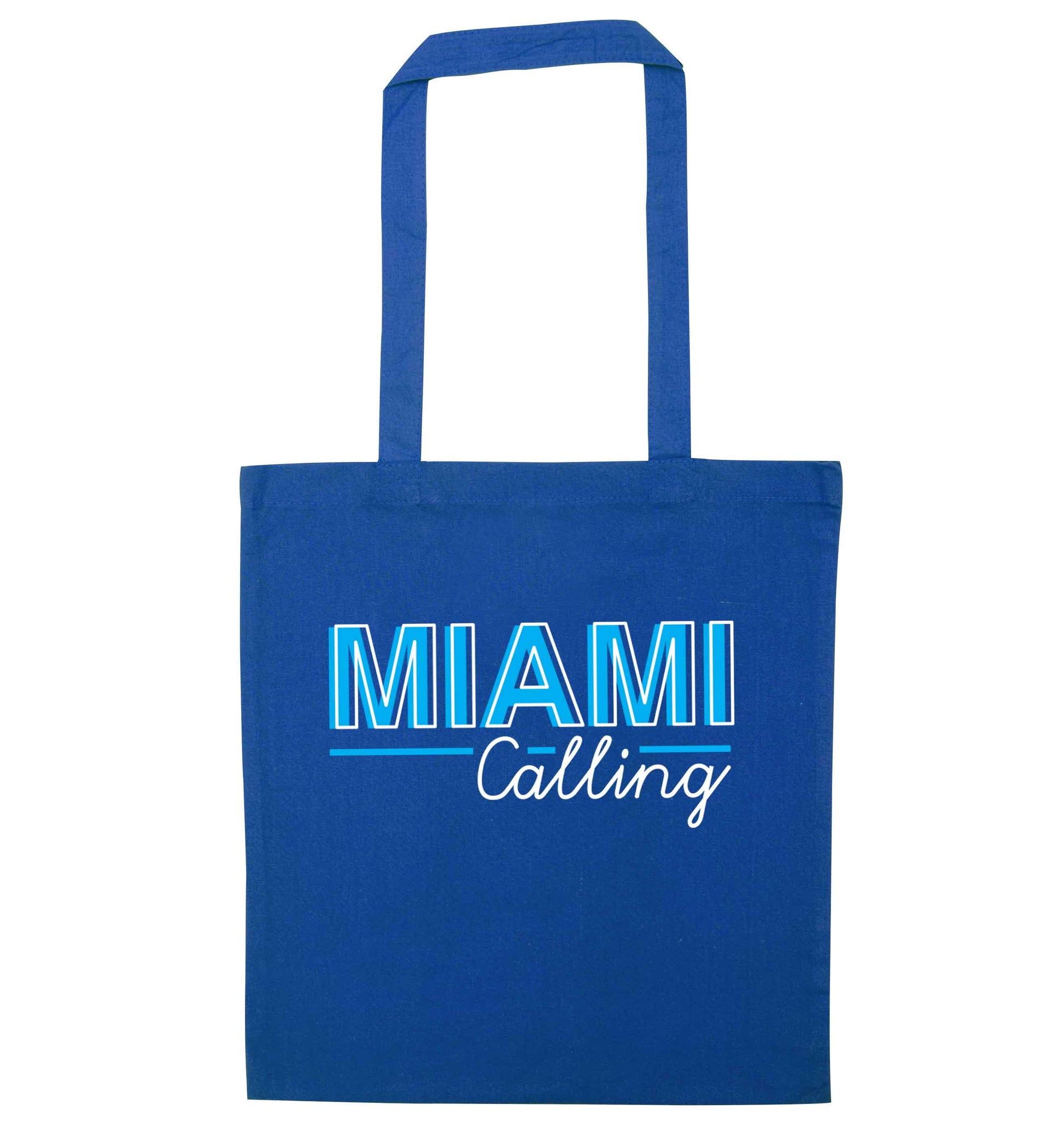Miami calling blue tote bag