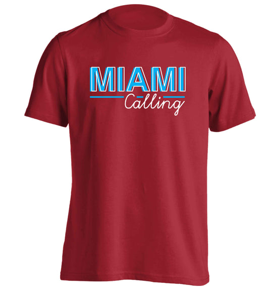 Miami calling adults unisex red Tshirt 2XL