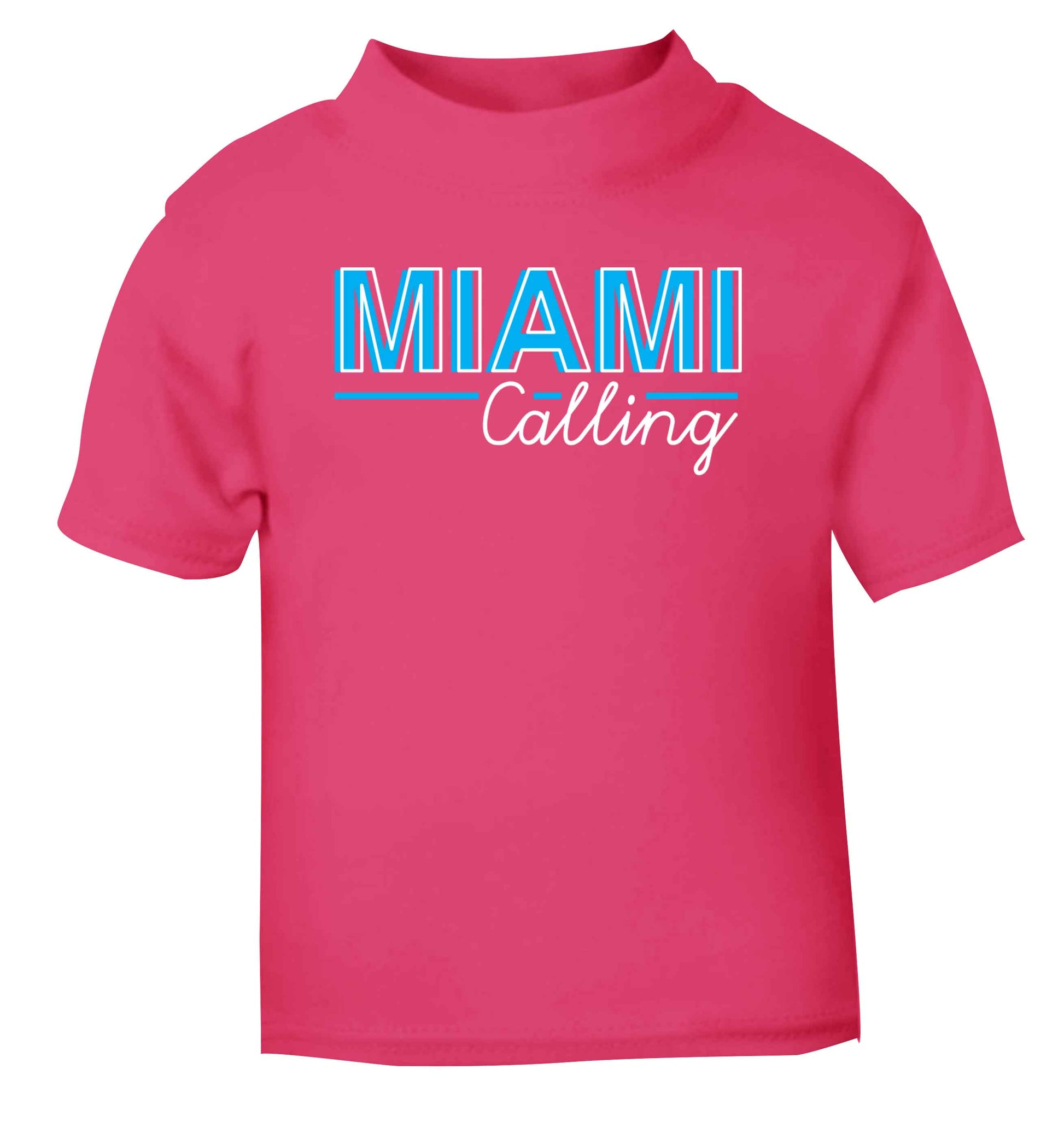 Miami calling pink Baby Toddler Tshirt 2 Years