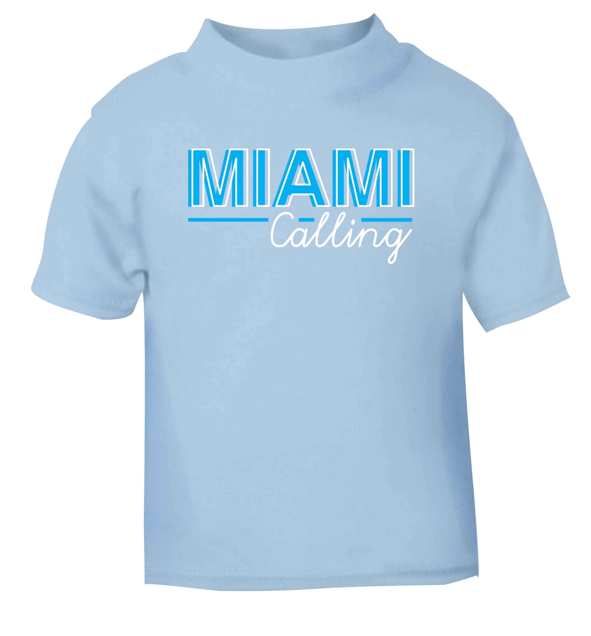 Miami calling light blue Baby Toddler Tshirt 2 Years