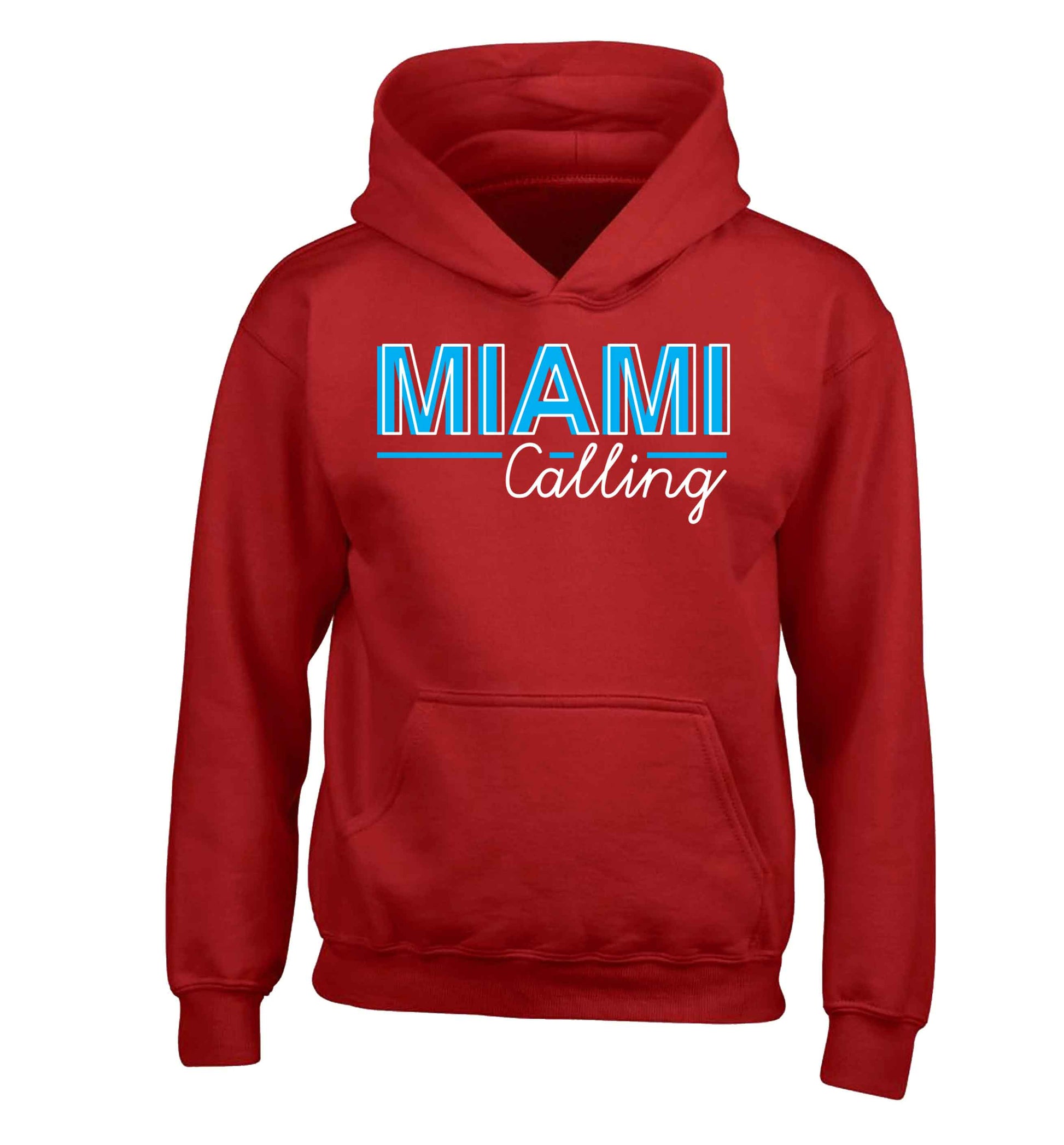 Miami calling children's red hoodie 12-13 Years