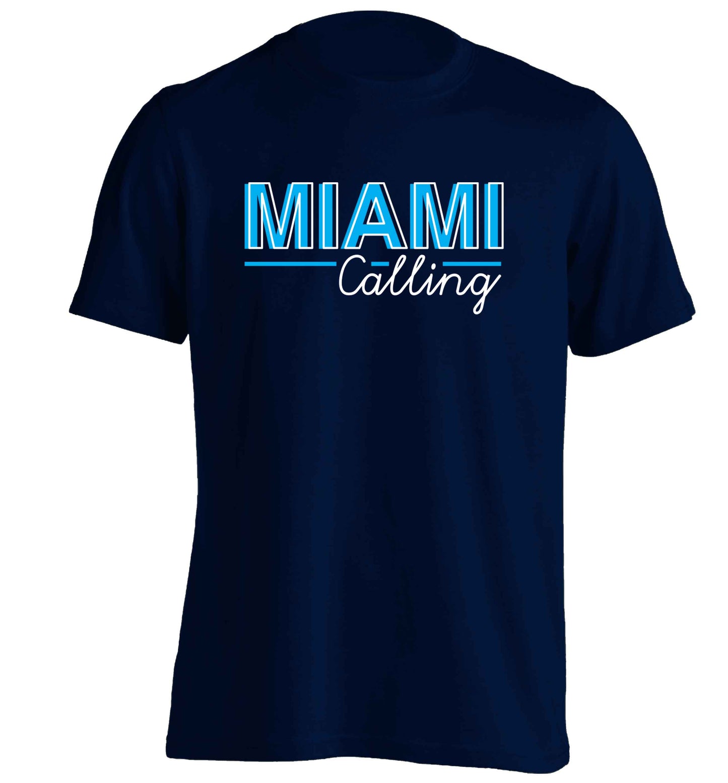 Miami calling adults unisex navy Tshirt 2XL