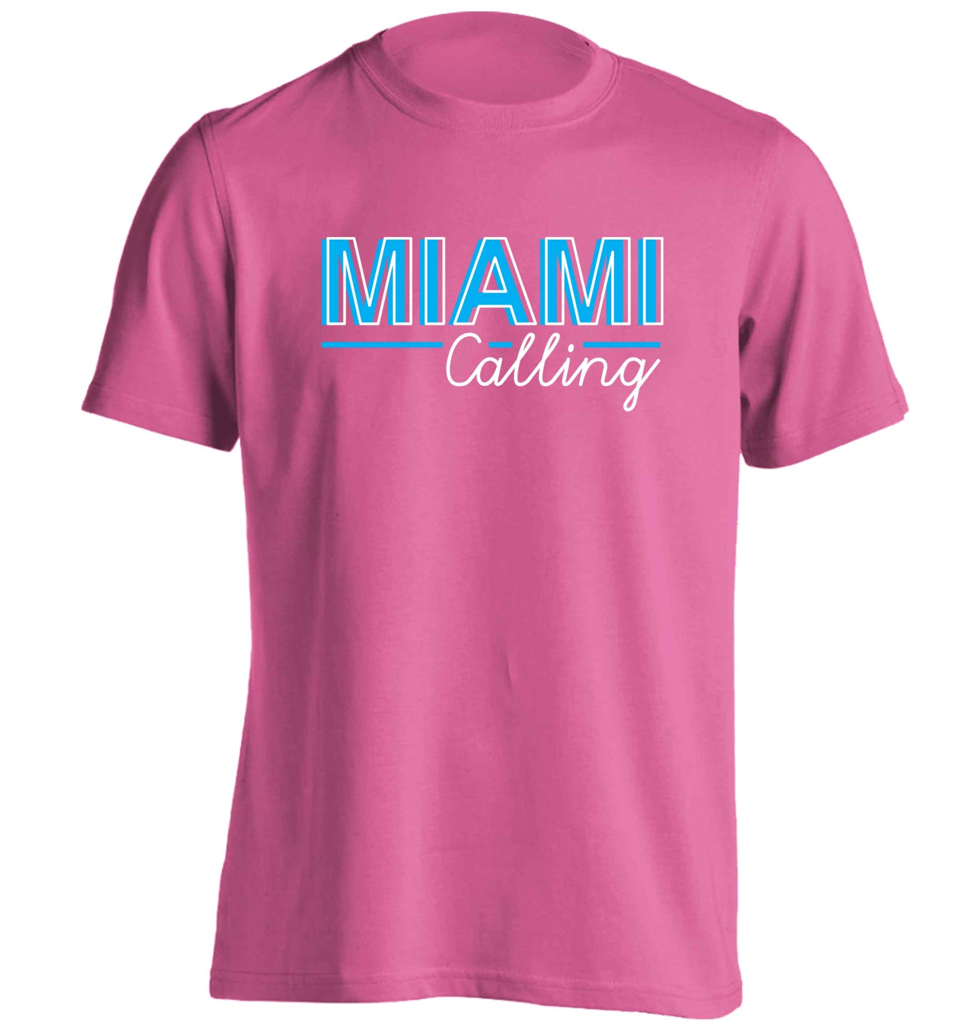 Miami calling adults unisex pink Tshirt 2XL