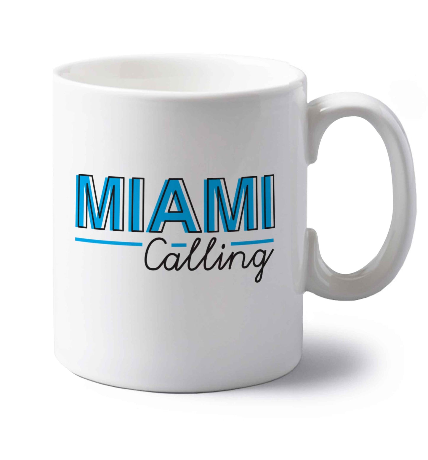 Miami calling left handed white ceramic mug 
