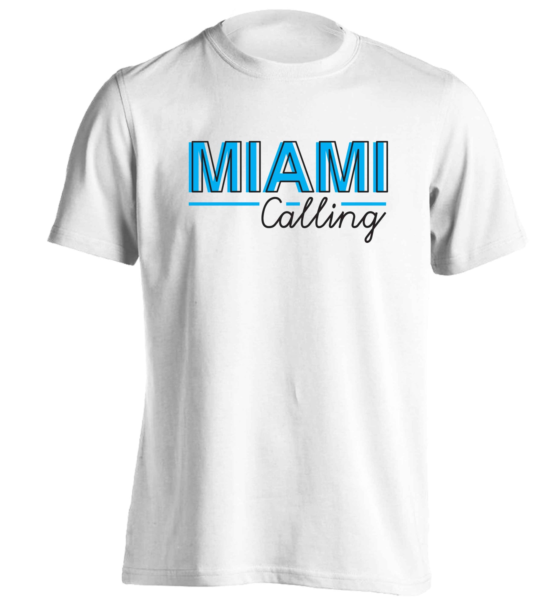 Miami calling adults unisex white Tshirt 2XL